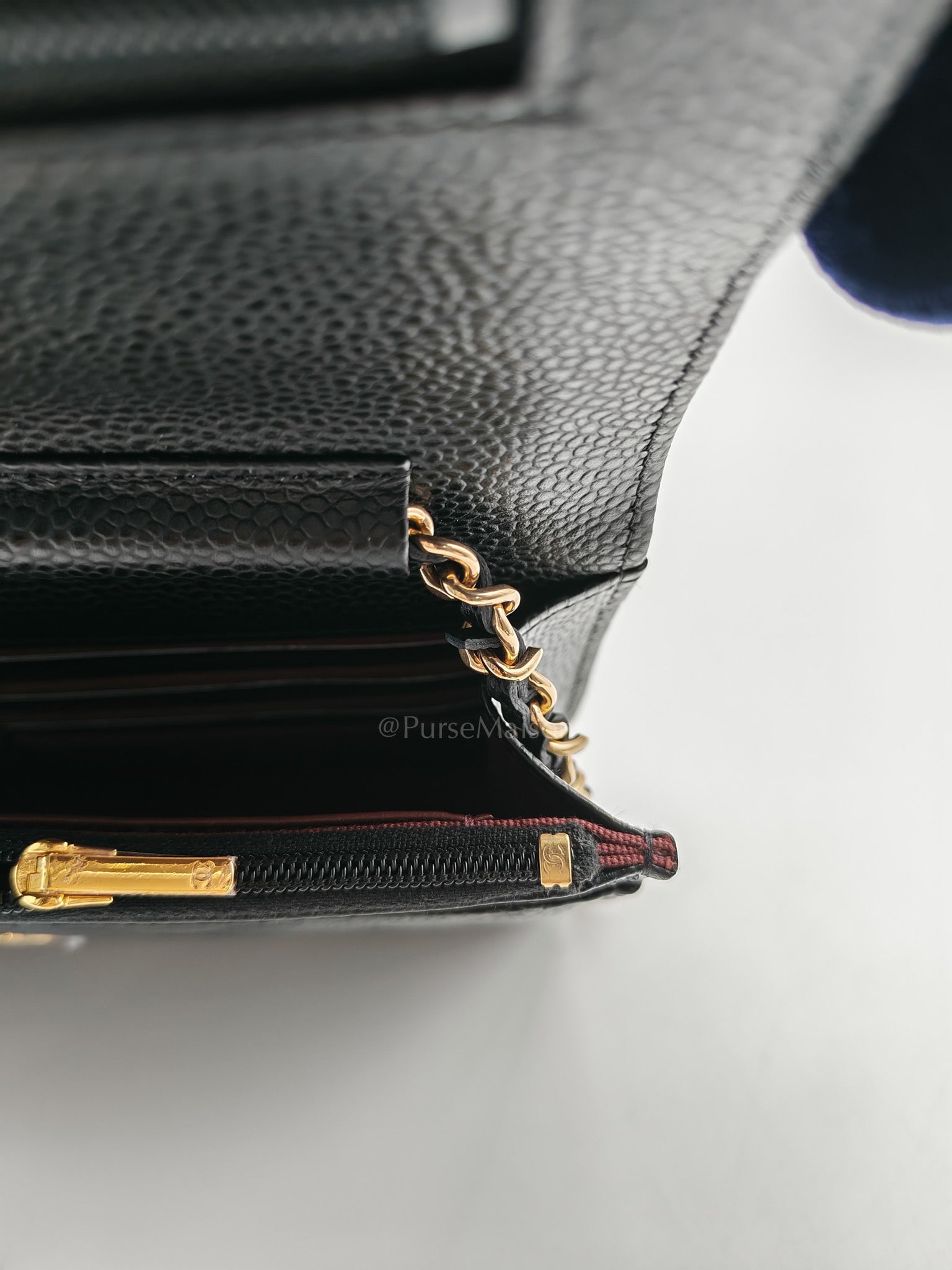 Chanel Classic Wallet On Chain in Black Quilted Caviar Leather & Gold Hardware Microchip