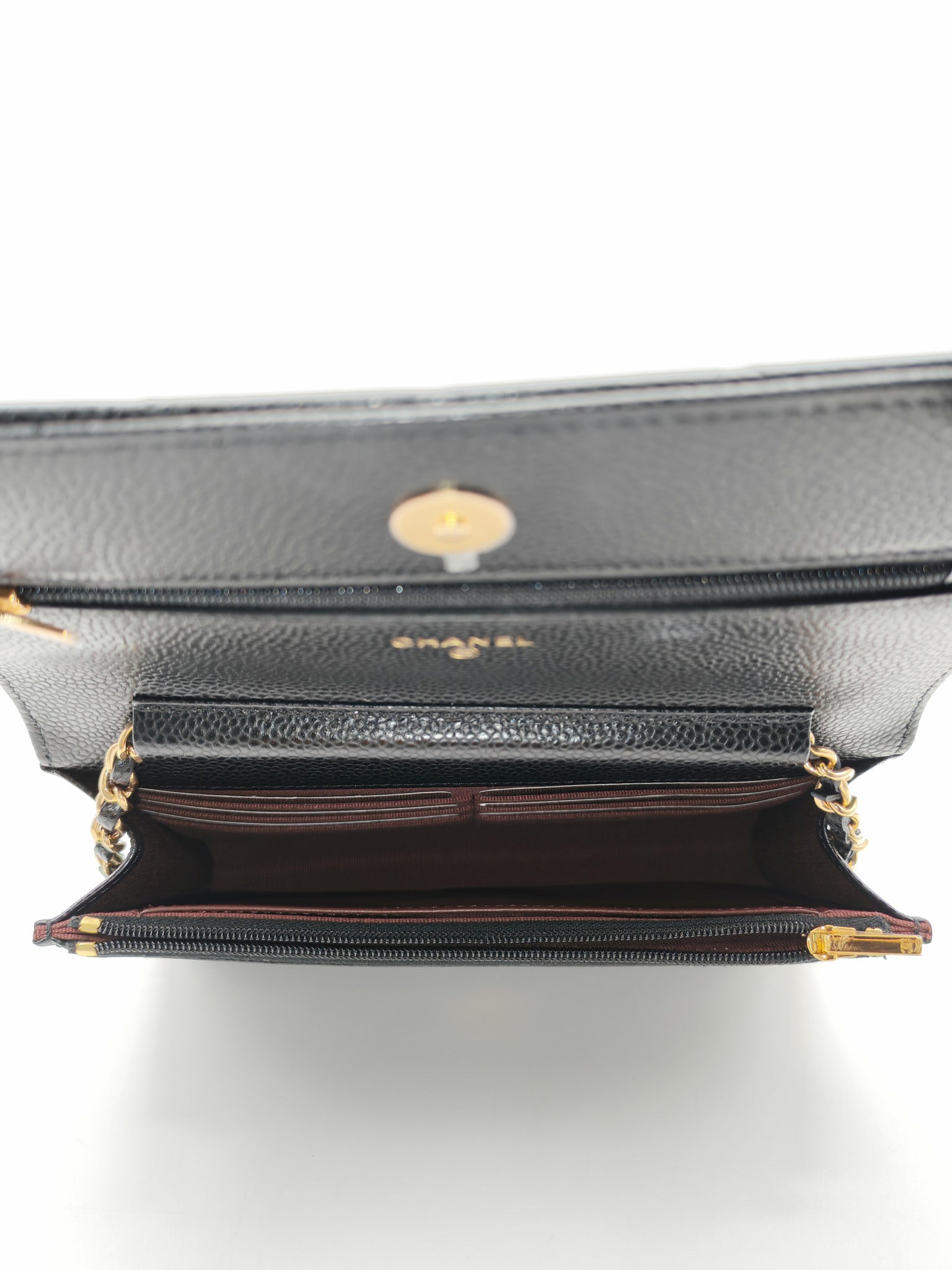 Chanel Classic Wallet On Chain in Black Quilted Caviar Leather & Gold Hardware Microchip