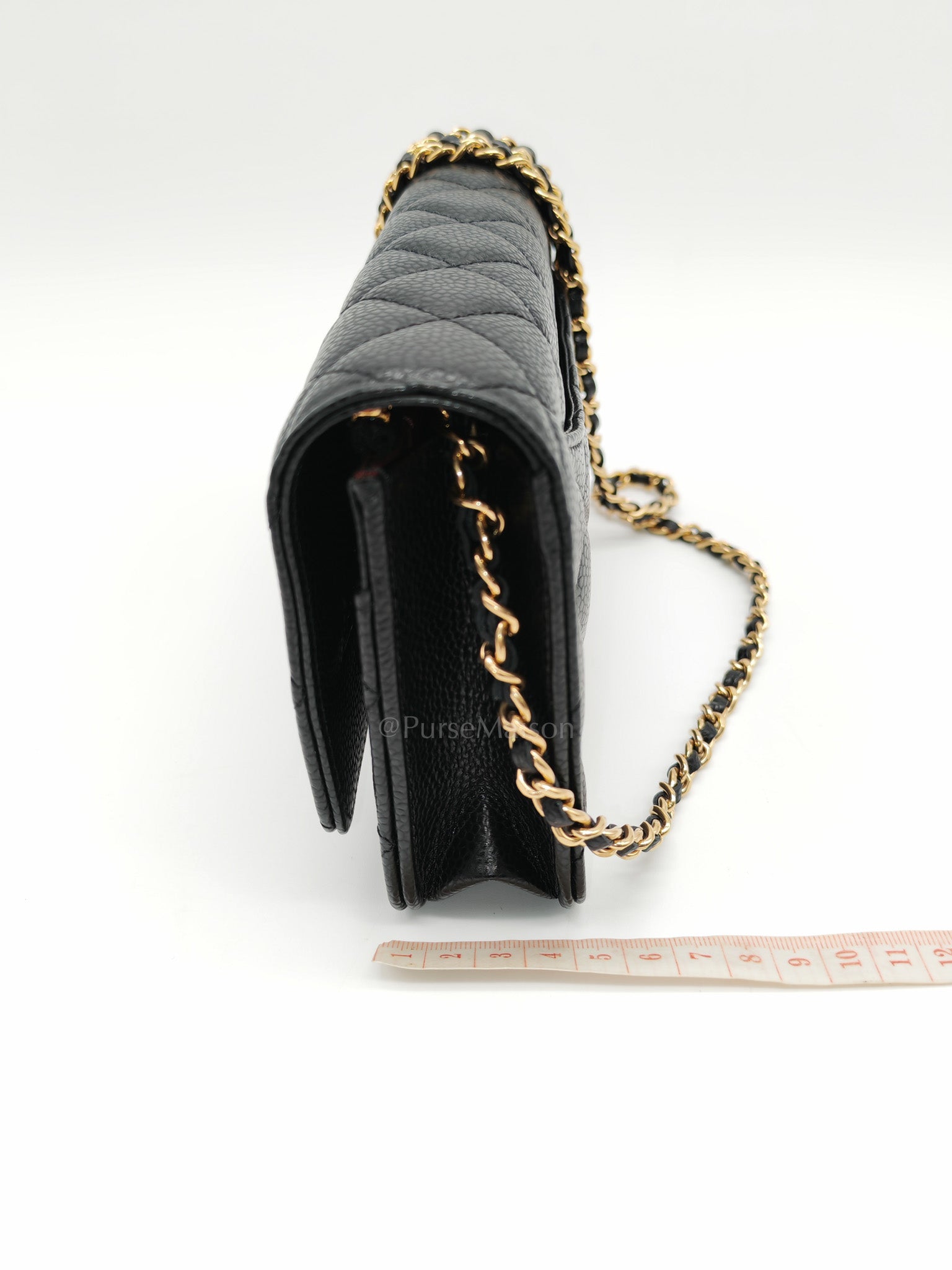Chanel Classic Wallet On Chain in Black Quilted Caviar Leather & Gold Hardware Microchip