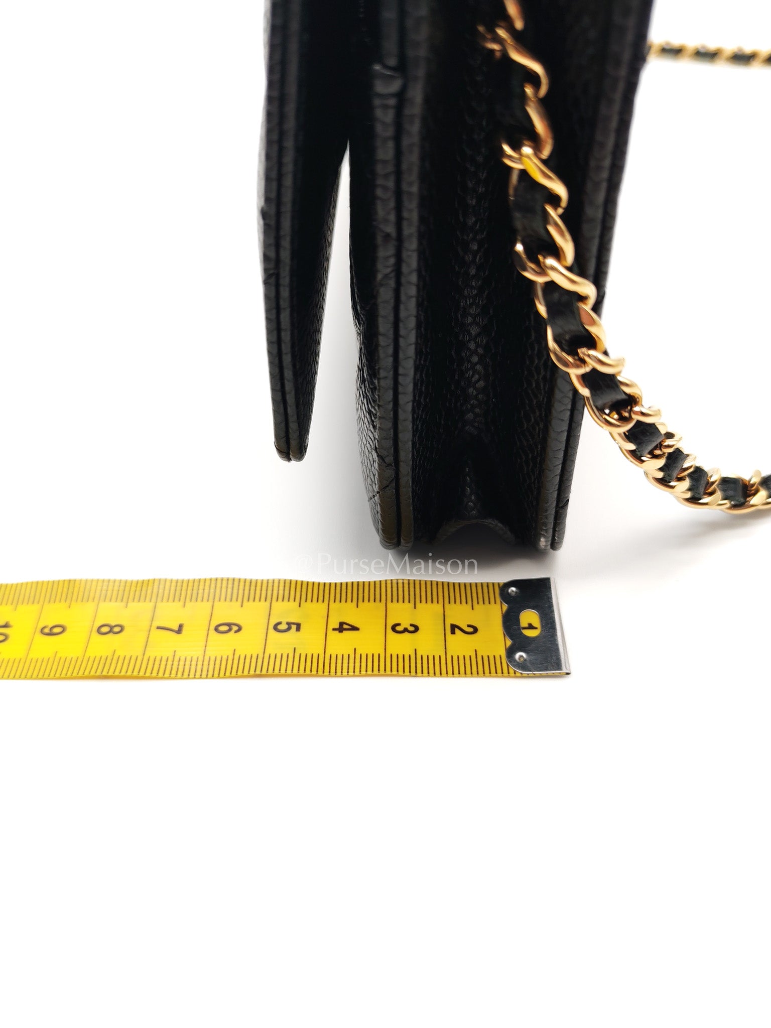 Chanel Wallet on Chain (WOC) in Black Caviar Leather and Gold Hardware (Microchip)