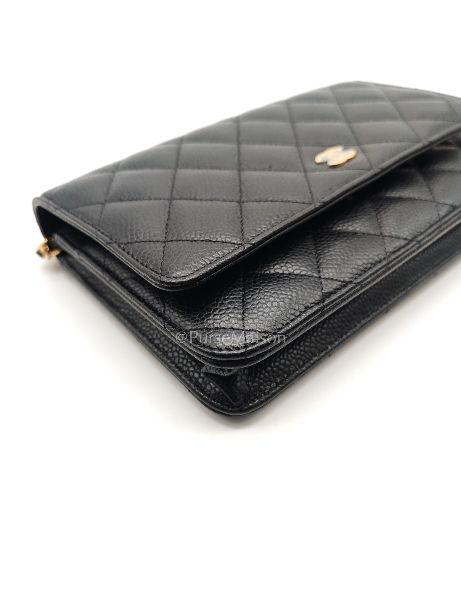 Chanel Wallet on Chain (WOC) in Black Caviar Leather and Gold Hardware (Microchip)