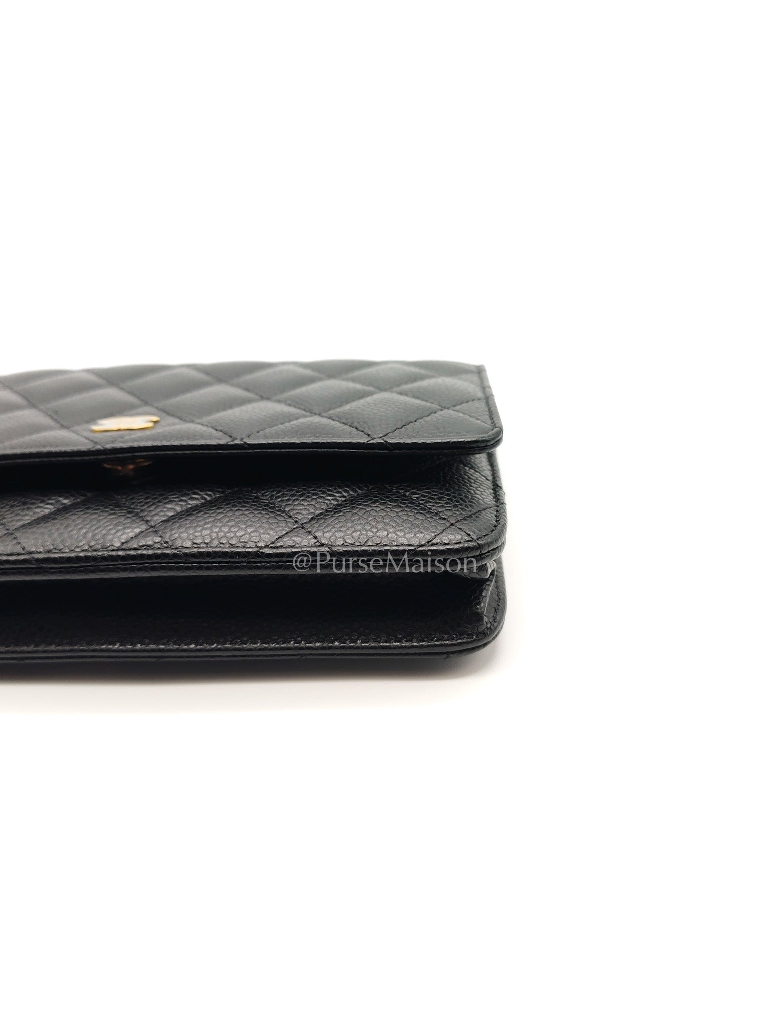 Chanel Wallet on Chain (WOC) in Black Caviar Leather and Gold Hardware (Microchip)
