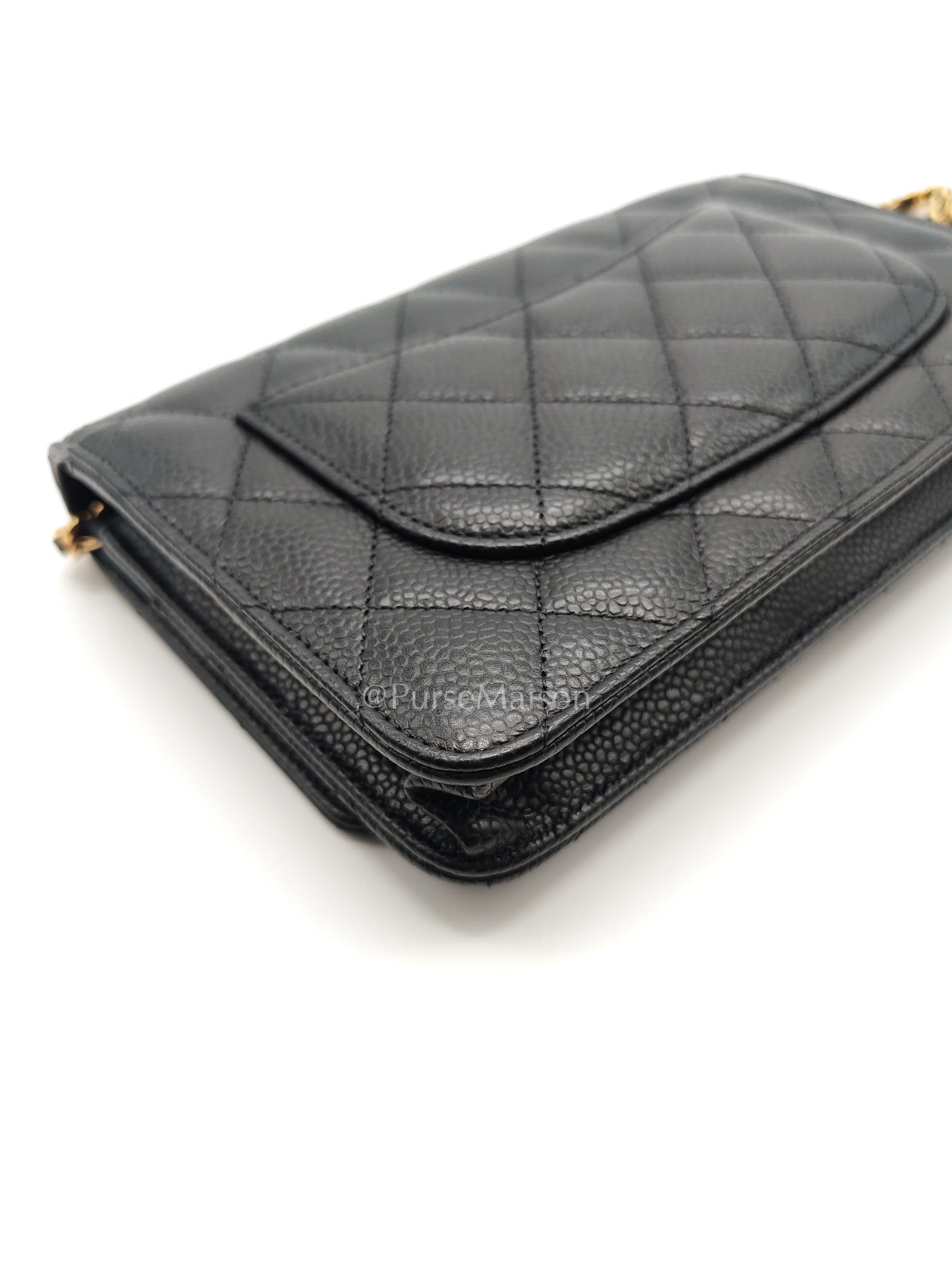 Chanel Wallet on Chain (WOC) in Black Caviar Leather and Gold Hardware (Microchip)