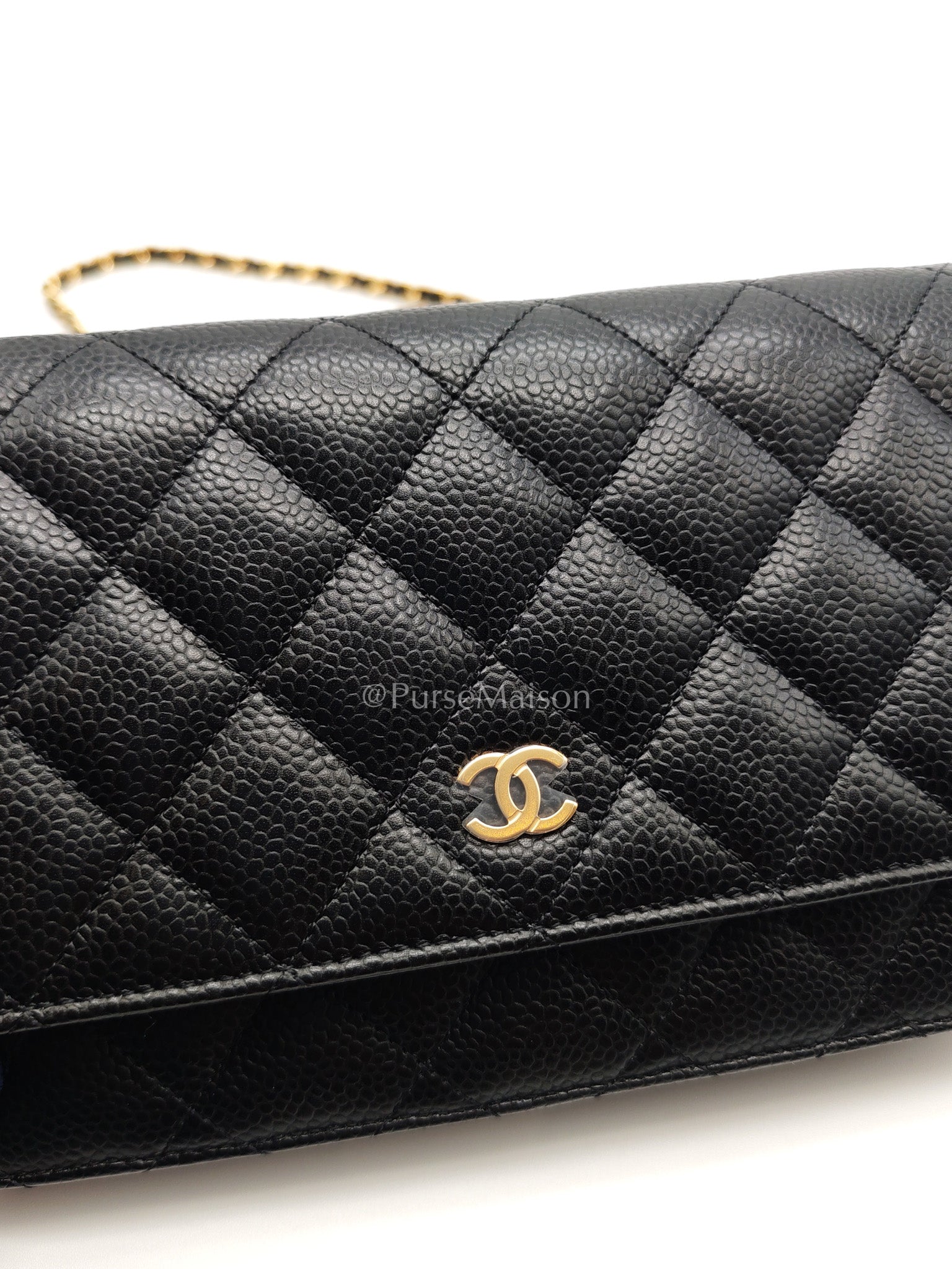Chanel Wallet on Chain (WOC) in Black Caviar Leather and Gold Hardware (Microchip)