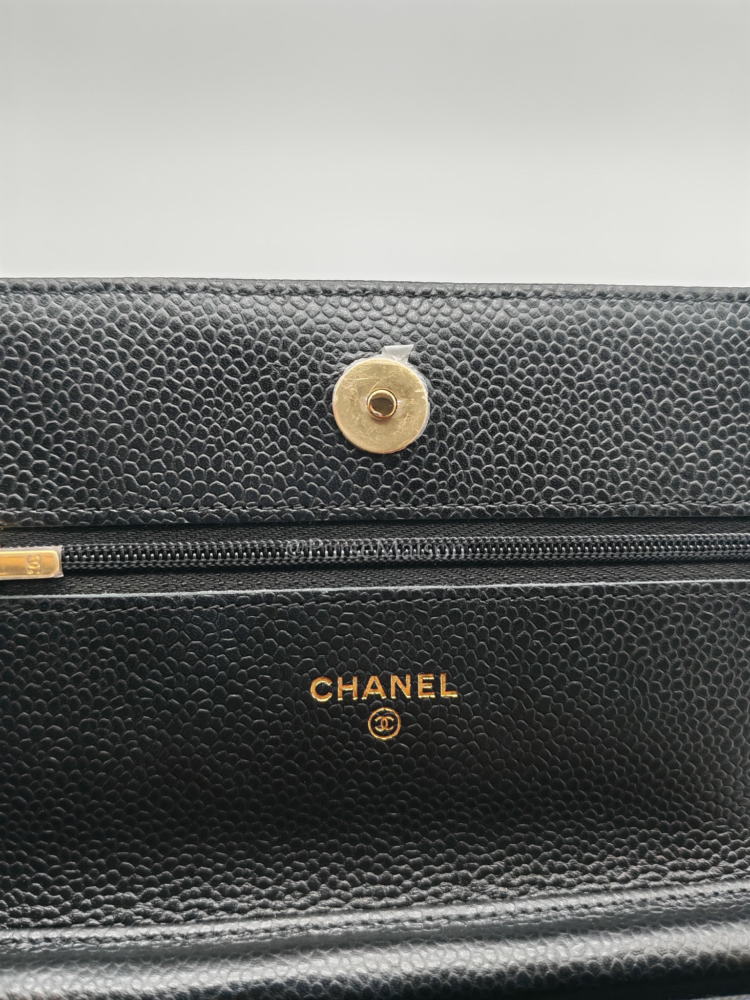 Chanel Wallet on Chain (WOC) in Black Caviar Leather and Gold Hardware (Microchip)