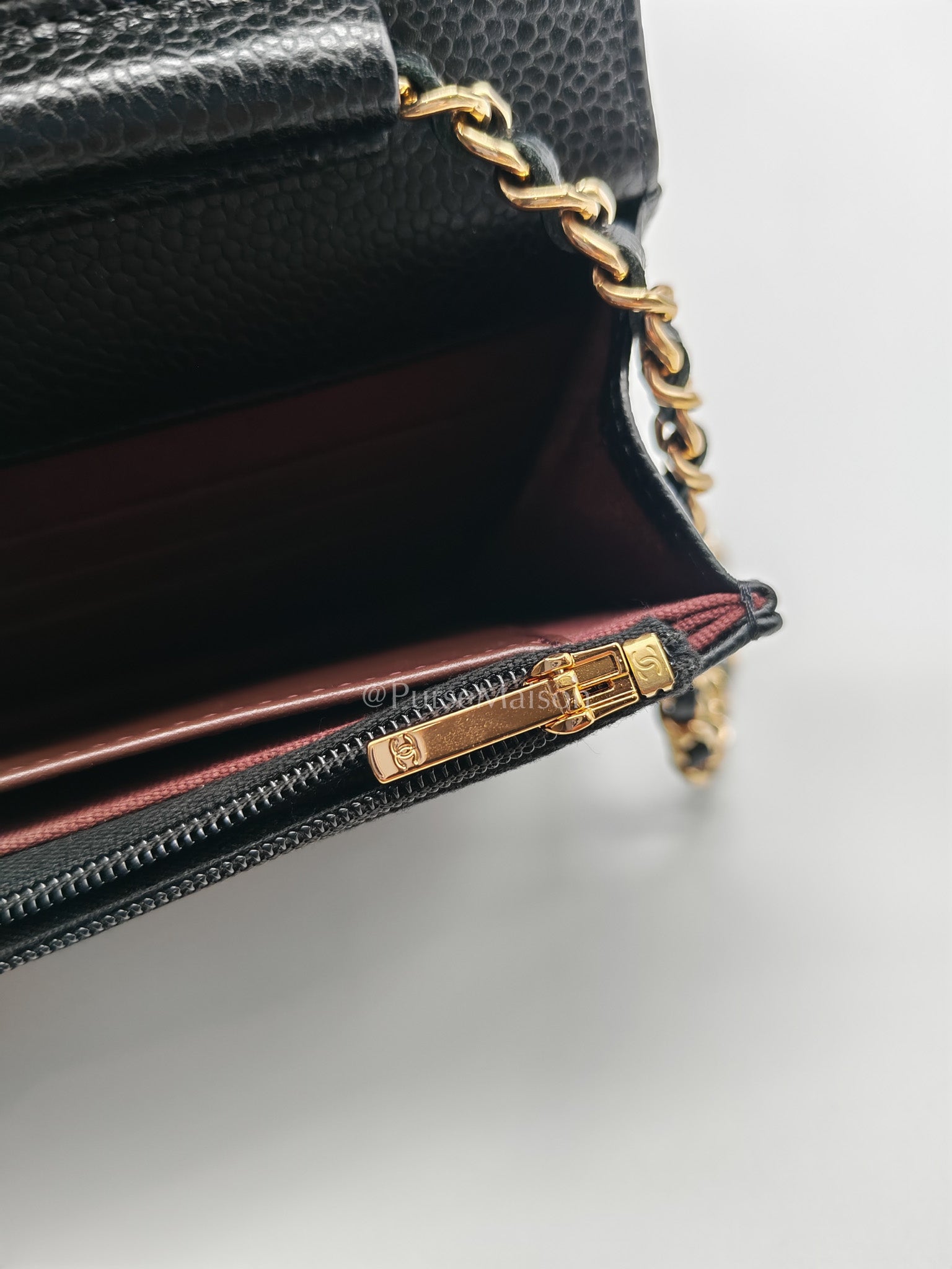Chanel Wallet on Chain (WOC) in Black Caviar Leather and Gold Hardware (Microchip)
