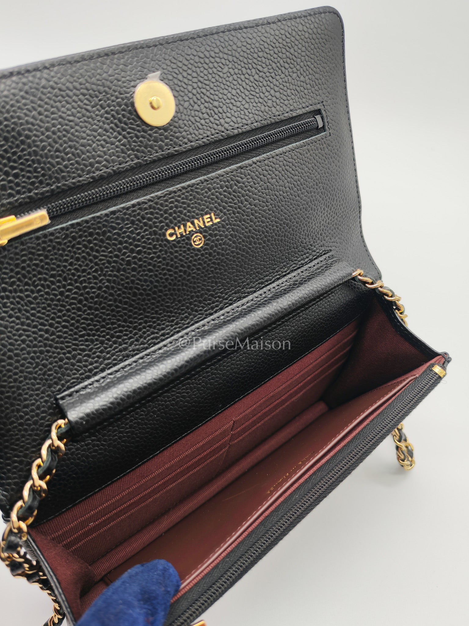 Chanel Wallet on Chain (WOC) in Black Caviar Leather and Gold Hardware (Microchip)