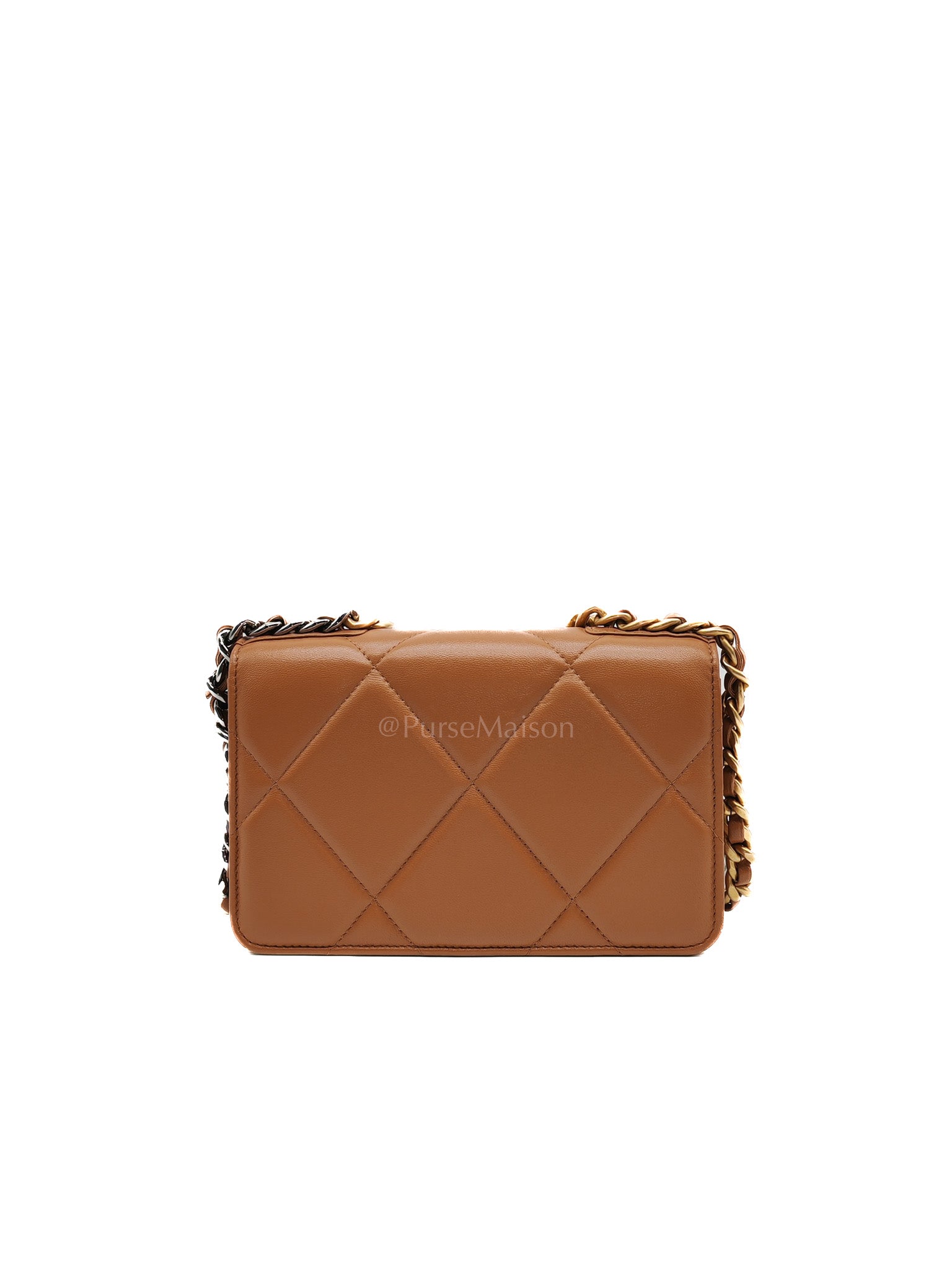 Chanel 19 Wallet On Chain (WOC) Caramel Lambskin Leather Mix Hardware (Microchip)