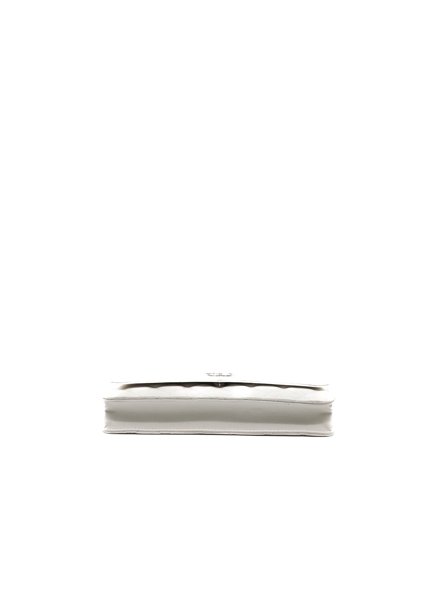 Chanel Long Wallet on Chain in White Caviar Leather Silver Hardware (Microchip)