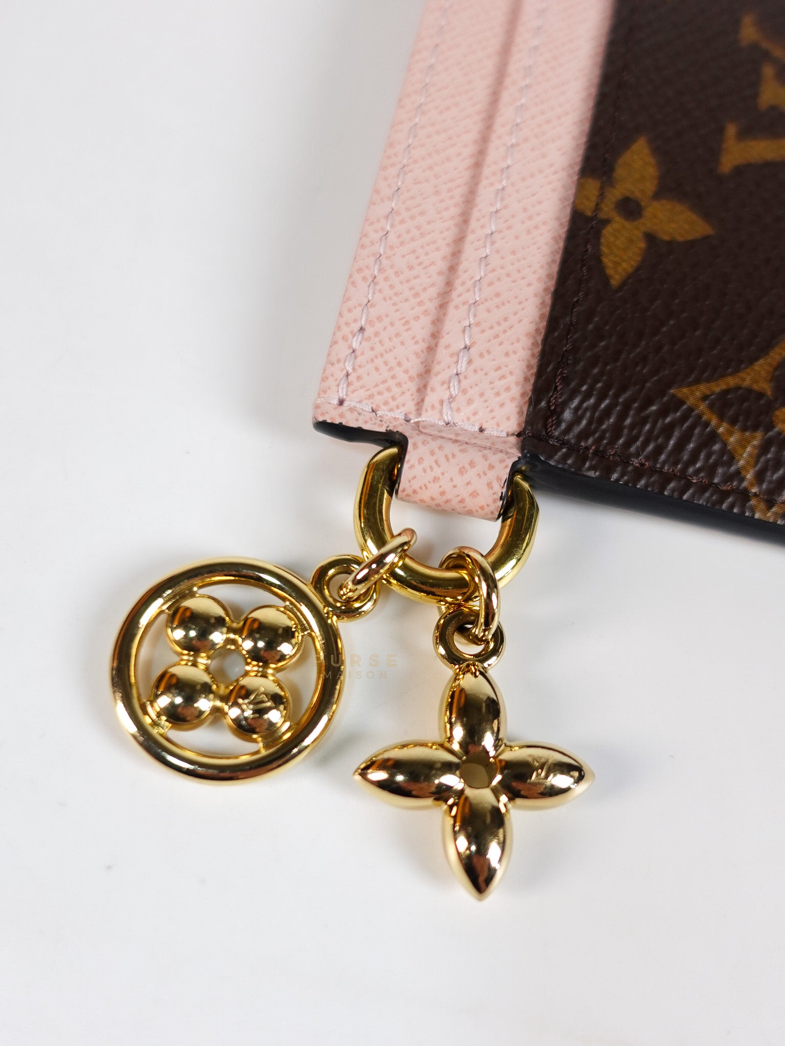 Charms Card Holder in Monogram Canvas & Rose Ballerine Pink Leather(Microchip) | Purse Maison Luxury Bags Shop