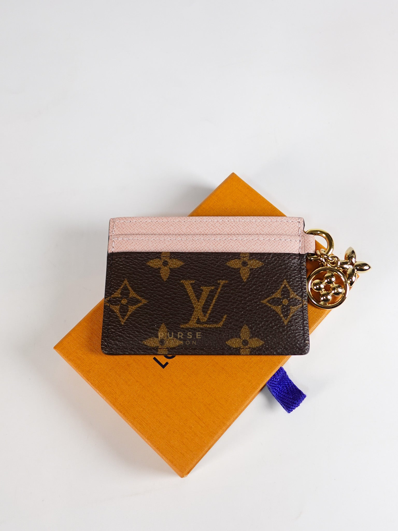 Charms Card Holder in Monogram Canvas & Rose Ballerine Pink Leather(Microchip) | Purse Maison Luxury Bags Shop
