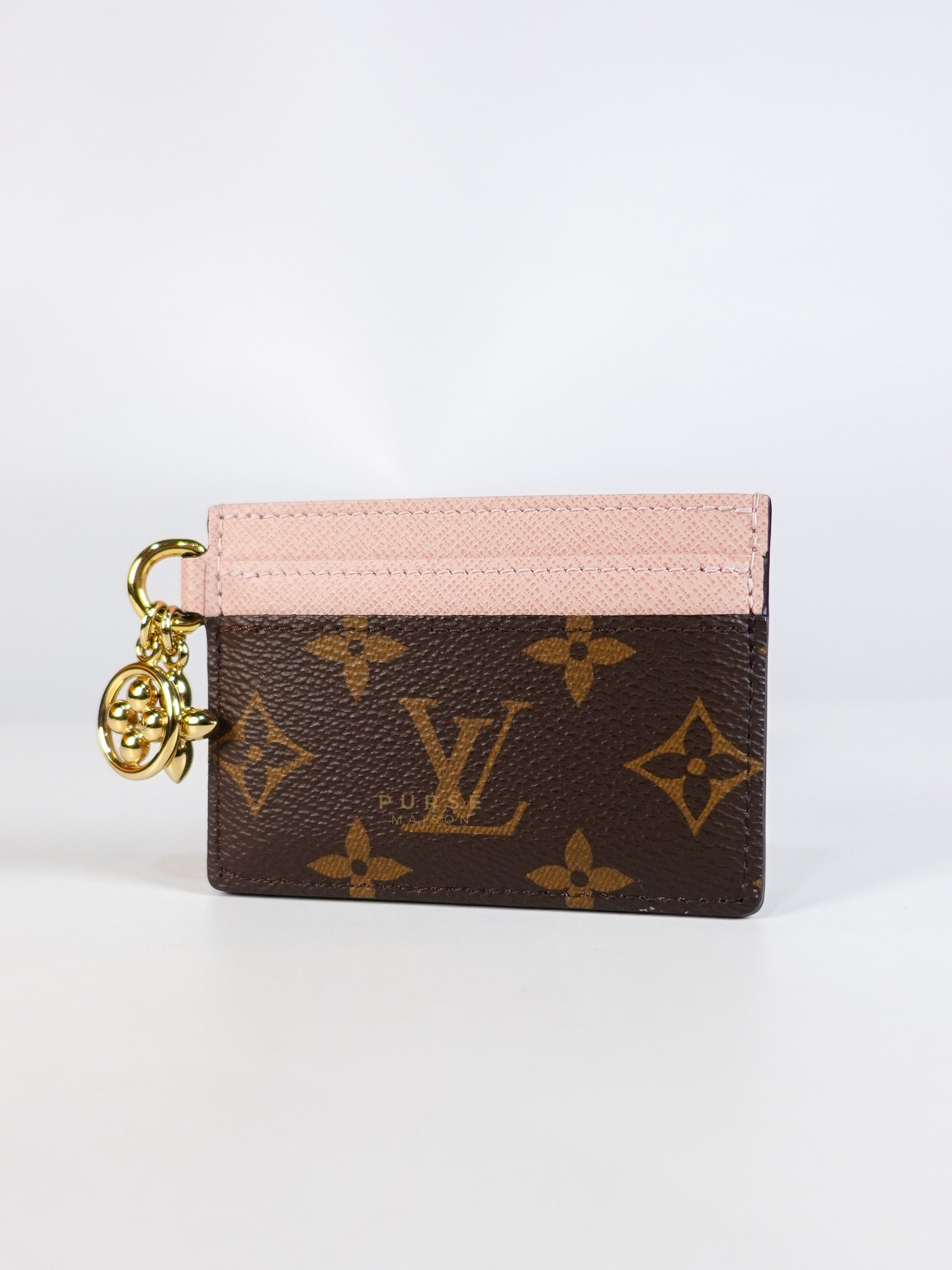 Charms Card Holder in Monogram Canvas & Rose Ballerine Pink Leather(Microchip) | Purse Maison Luxury Bags Shop