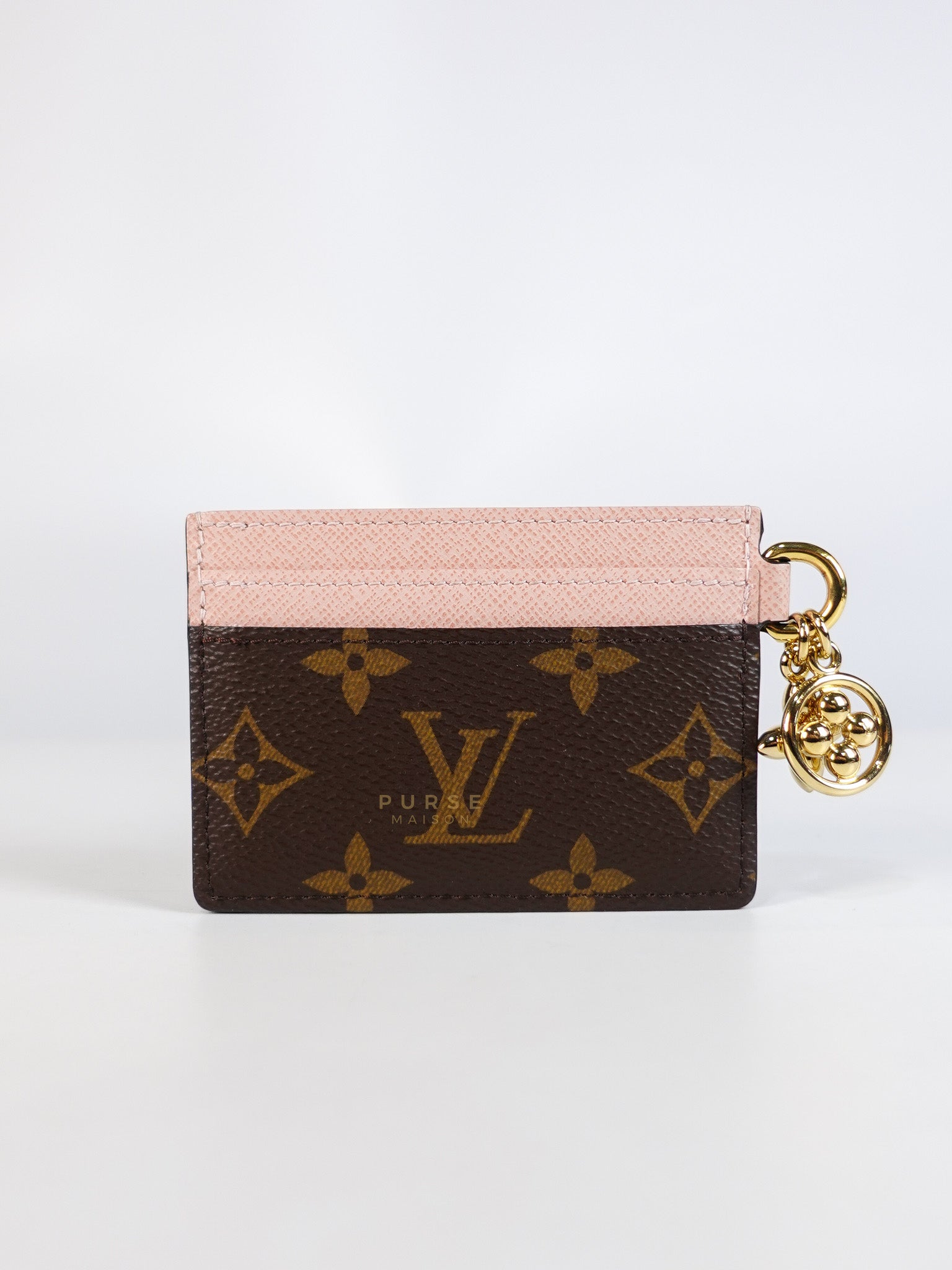 Charms Card Holder in Monogram Canvas & Rose Ballerine Pink Leather(Microchip) | Purse Maison Luxury Bags Shop