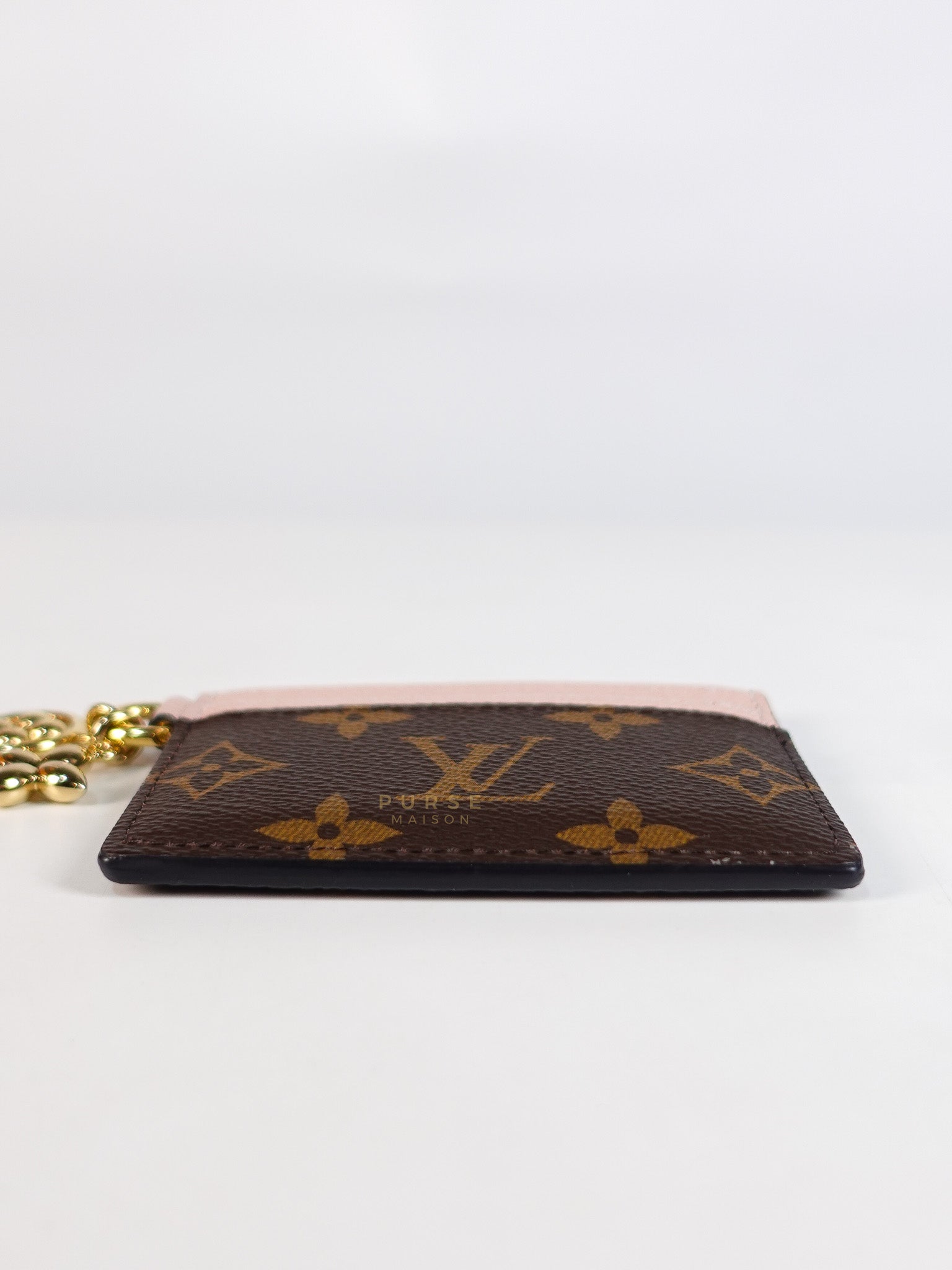 Charms Card Holder in Monogram Canvas & Rose Ballerine Pink Leather(Microchip) | Purse Maison Luxury Bags Shop