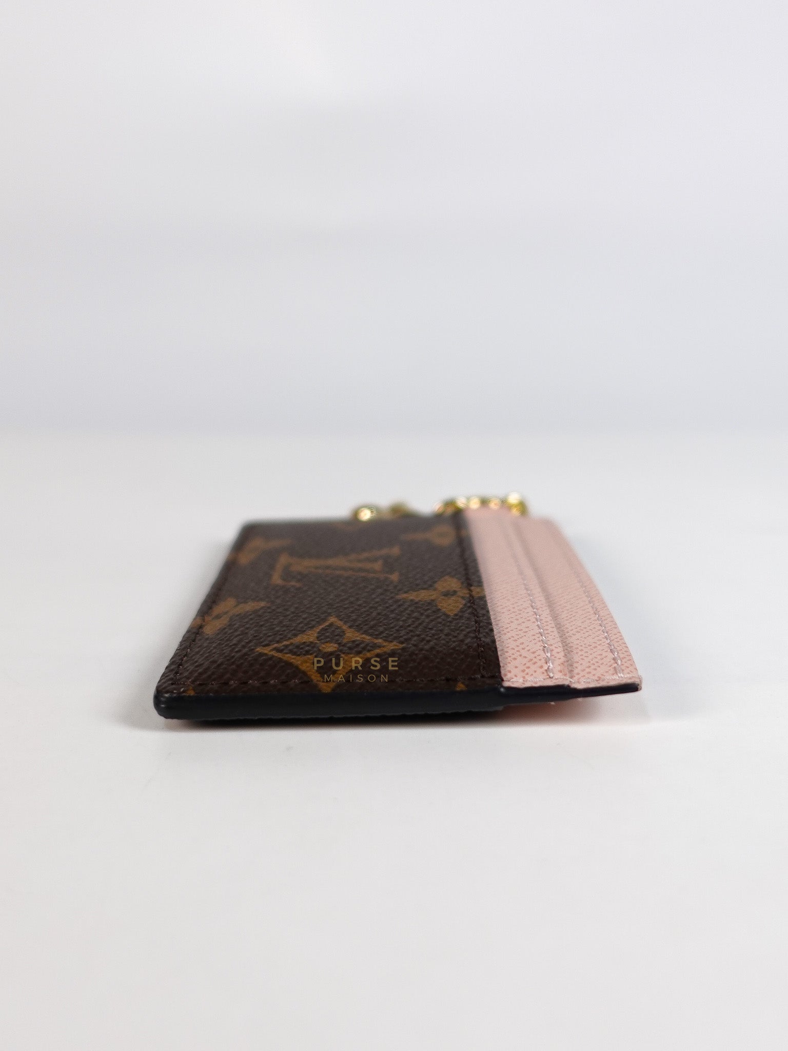 Charms Card Holder in Monogram Canvas & Rose Ballerine Pink Leather(Microchip) | Purse Maison Luxury Bags Shop