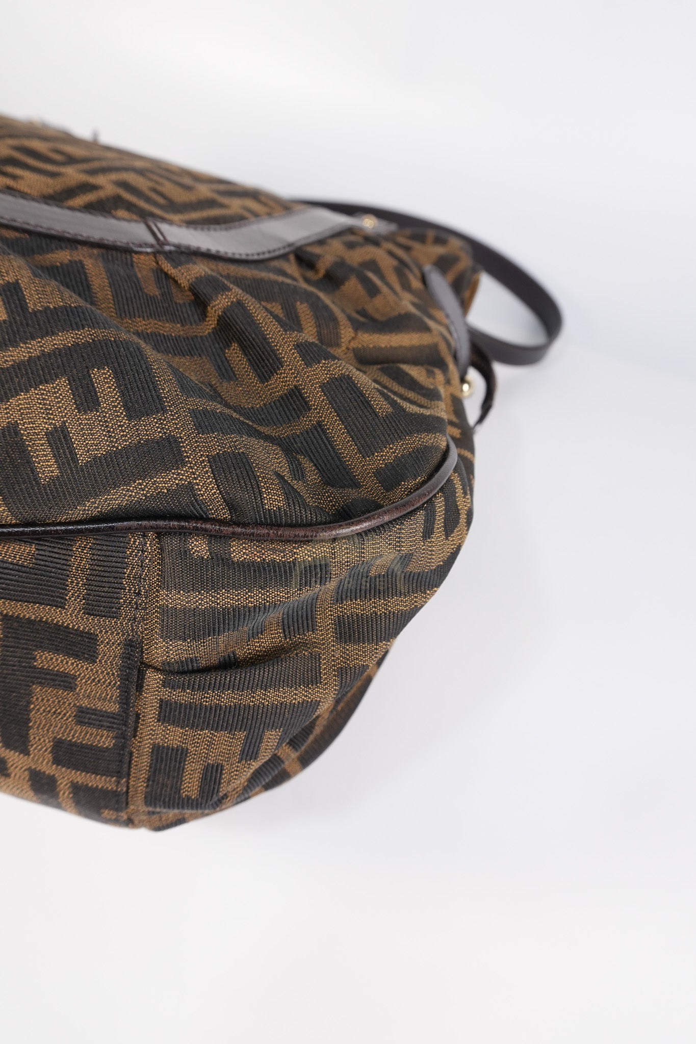 Chef Large Shoulder Bag in Black/Brown Zucca Canvas & Light Gold Hardware | Purse Maison Luxury Bags Shop