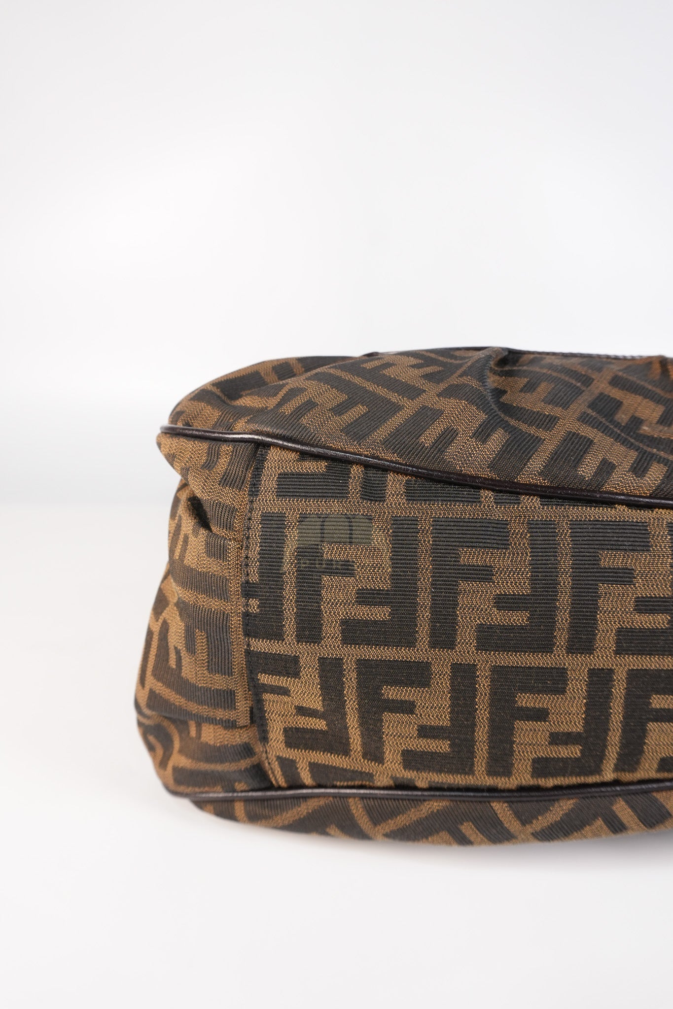 Chef Large Shoulder Bag in Black/Brown Zucca Canvas & Light Gold Hardware | Purse Maison Luxury Bags Shop