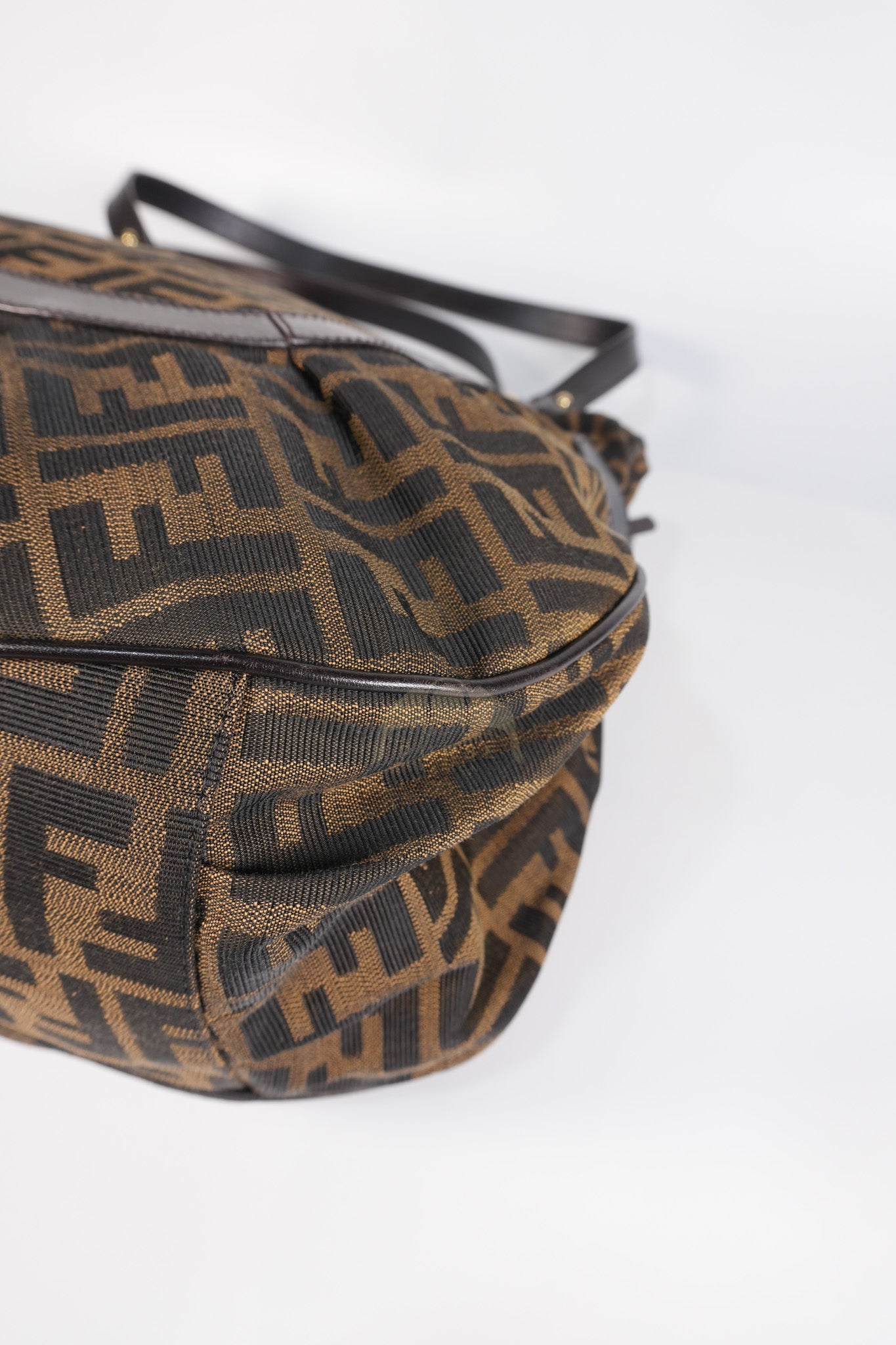 Chef Large Shoulder Bag in Black/Brown Zucca Canvas & Light Gold Hardware | Purse Maison Luxury Bags Shop