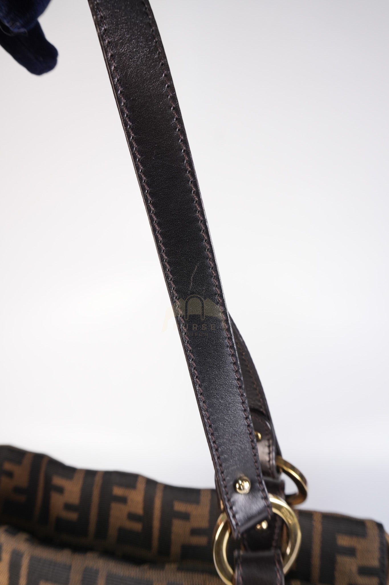 Chef Large Shoulder Bag in Black/Brown Zucca Canvas & Light Gold Hardware | Purse Maison Luxury Bags Shop