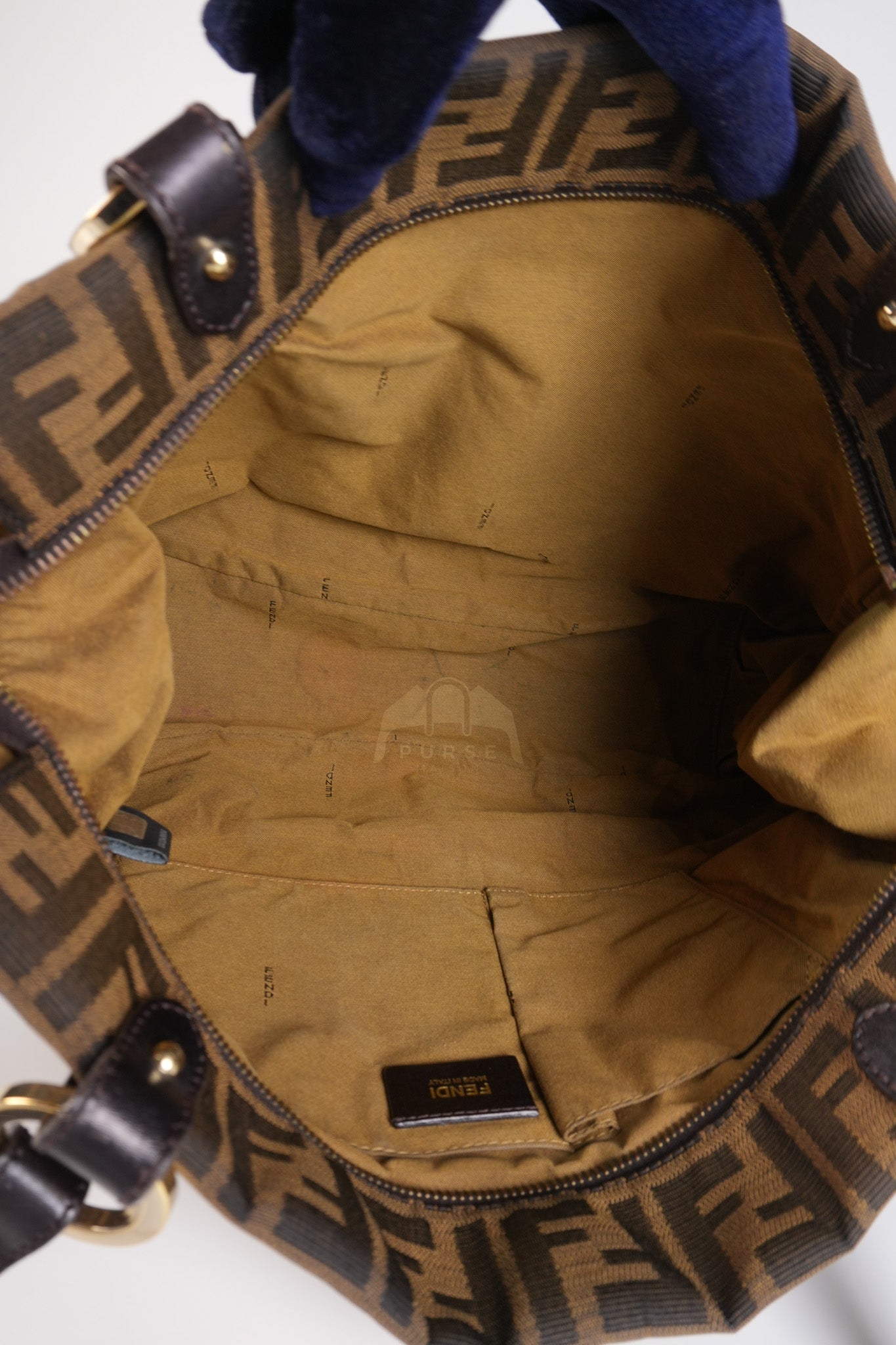 Chef Large Shoulder Bag in Black/Brown Zucca Canvas & Light Gold Hardware | Purse Maison Luxury Bags Shop