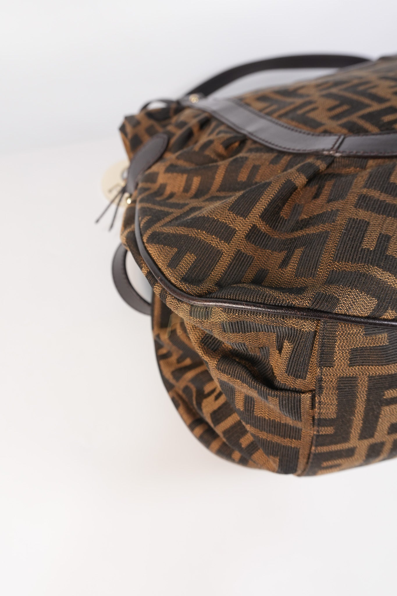 Chef Large Shoulder Bag in Black/Brown Zucca Canvas & Light Gold Hardware | Purse Maison Luxury Bags Shop