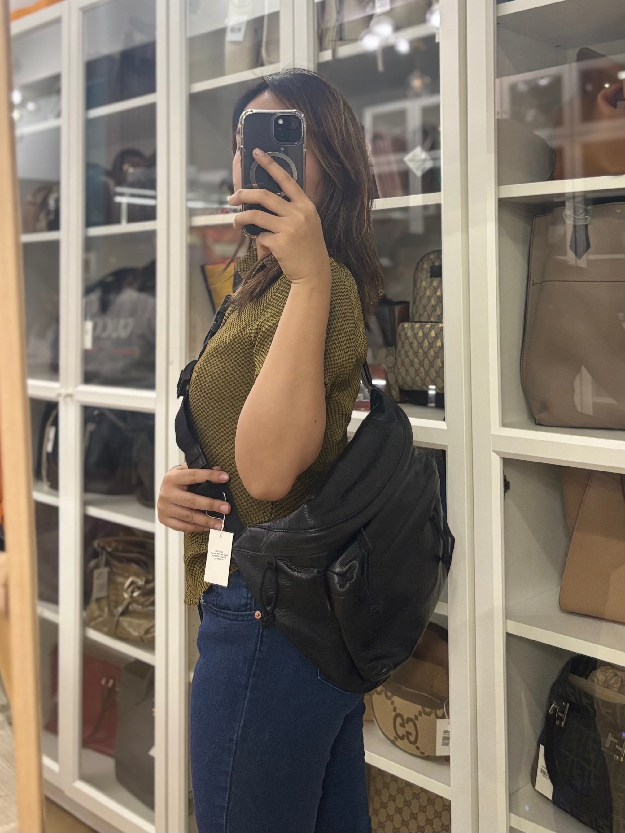 Chest Bag Large in Black Calfskin Leather | Purse Maison Luxury Bags Shop