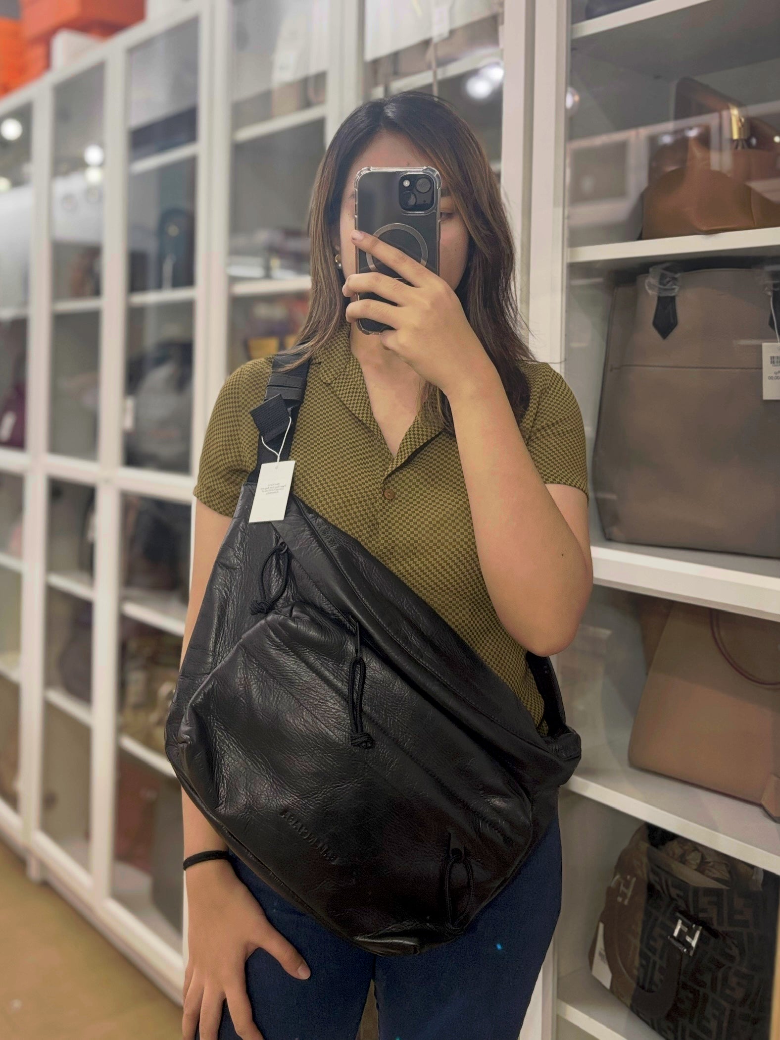Chest Bag Large in Black Calfskin Leather | Purse Maison Luxury Bags Shop