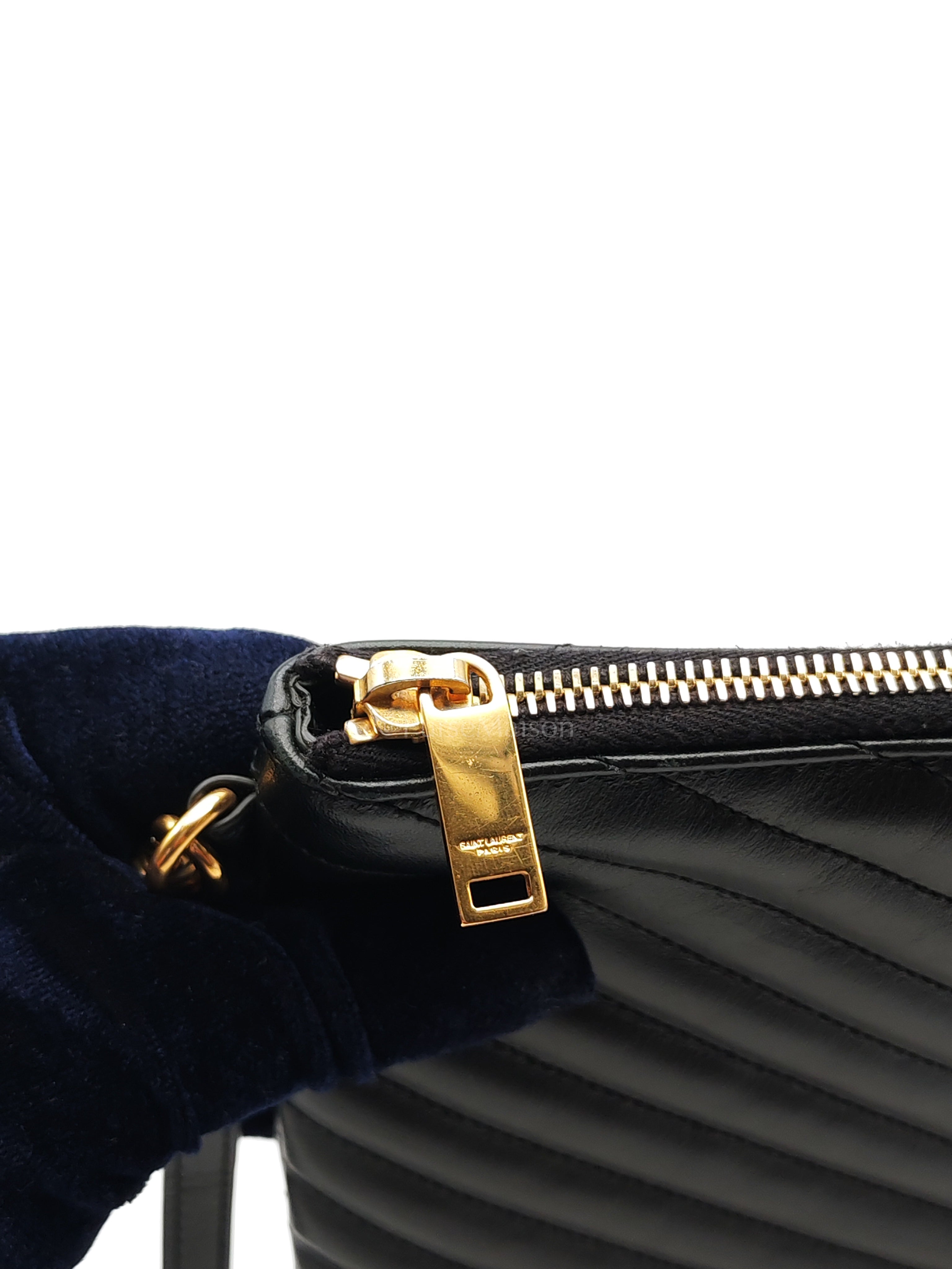 Chevron Clutch Bag in Black Quilted Matellase Leather & Gold Hardware | Purse Maison Luxury Bags Shop