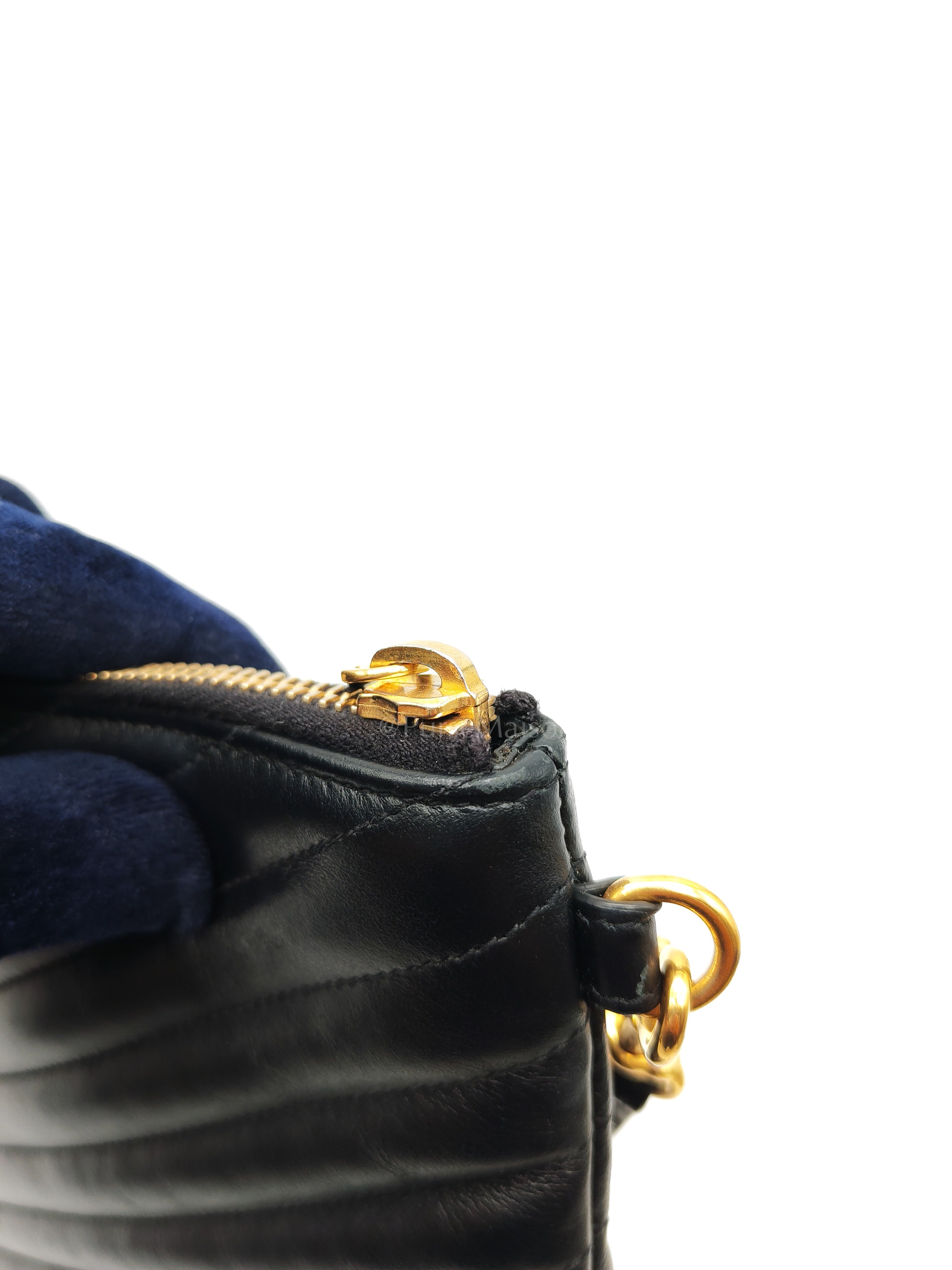 Chevron Clutch Bag in Black Quilted Matellase Leather & Gold Hardware | Purse Maison Luxury Bags Shop