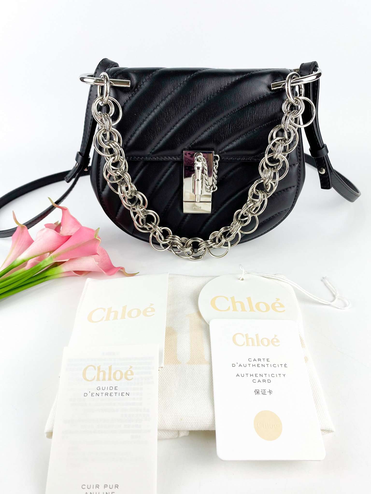 Chloe Drew Bijou Mini Quilted Shoulder Bag- Black