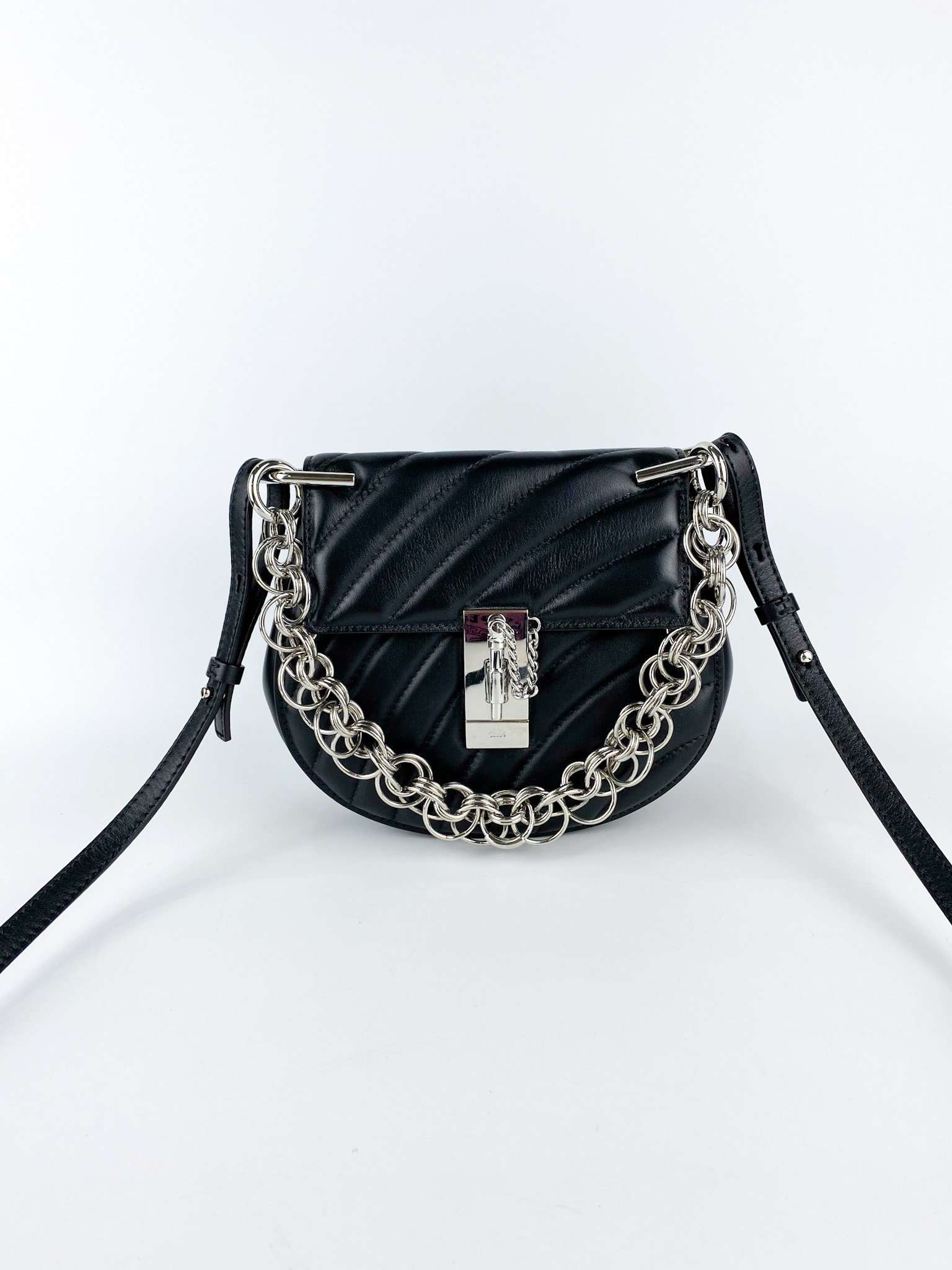 Chloe Drew Bijou Mini Quilted Shoulder Bag- Black