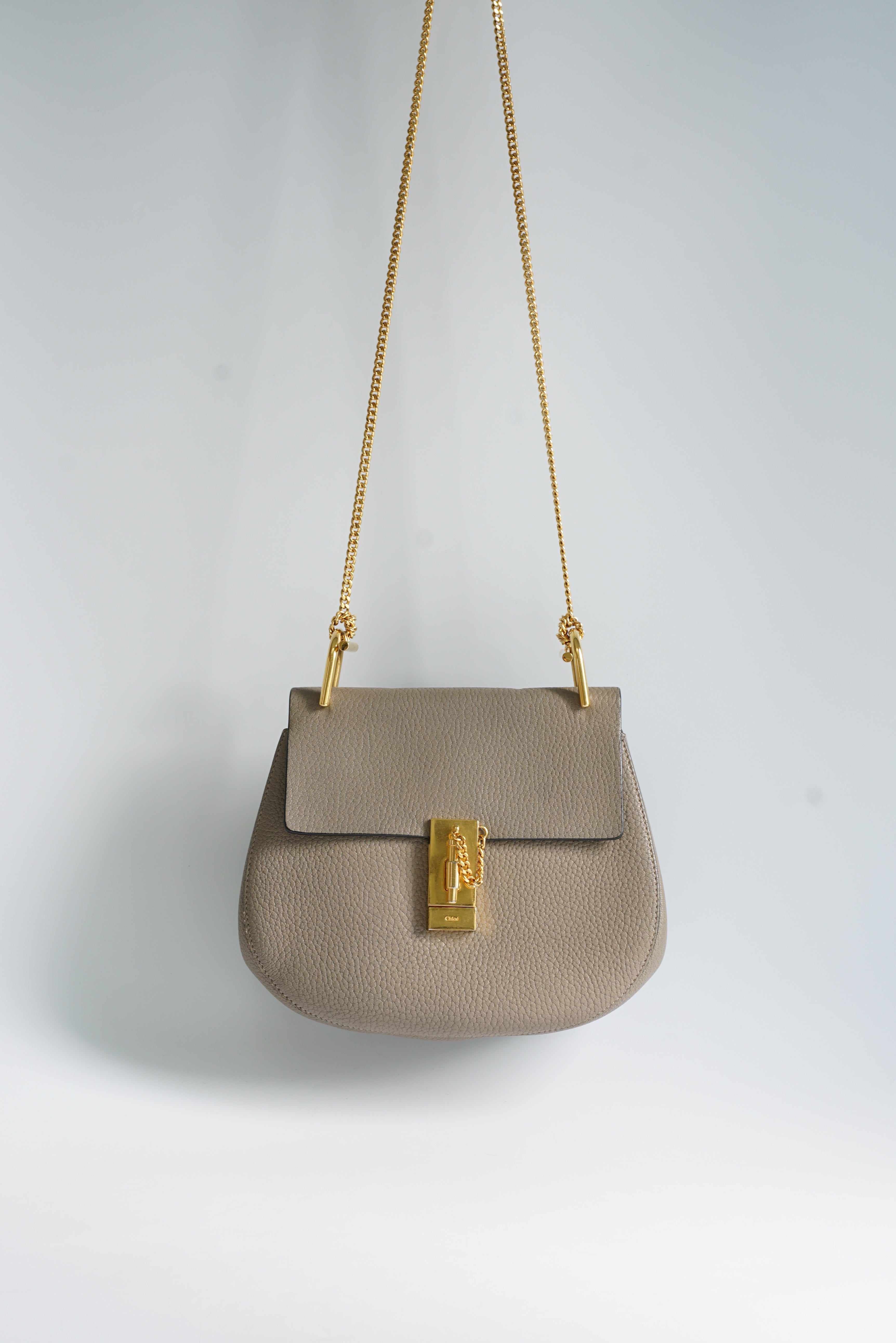 Chloe Drew Small Grey Chain Crossbody Bag