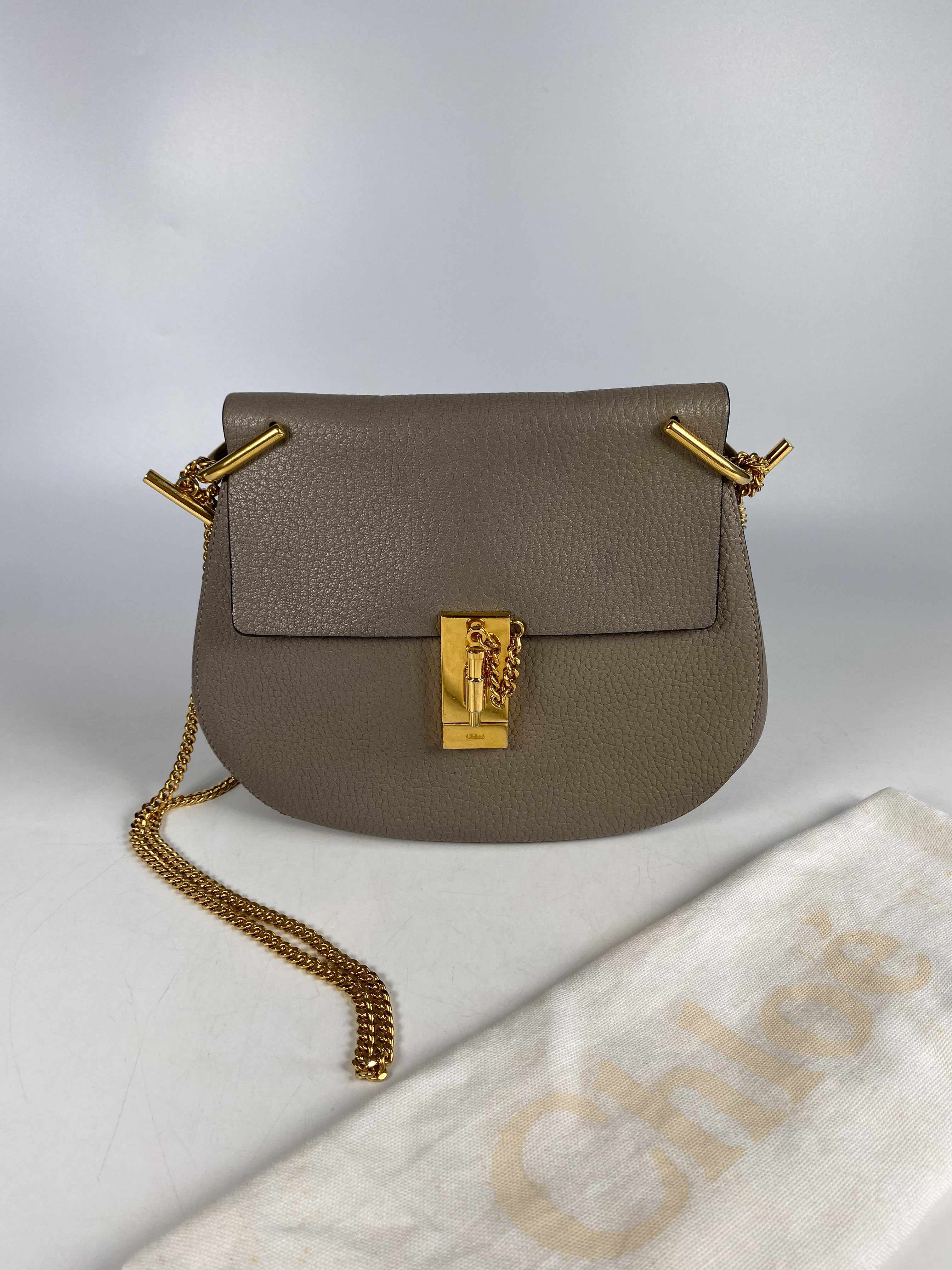 Chloe Drew Small Grey Chain Crossbody Bag