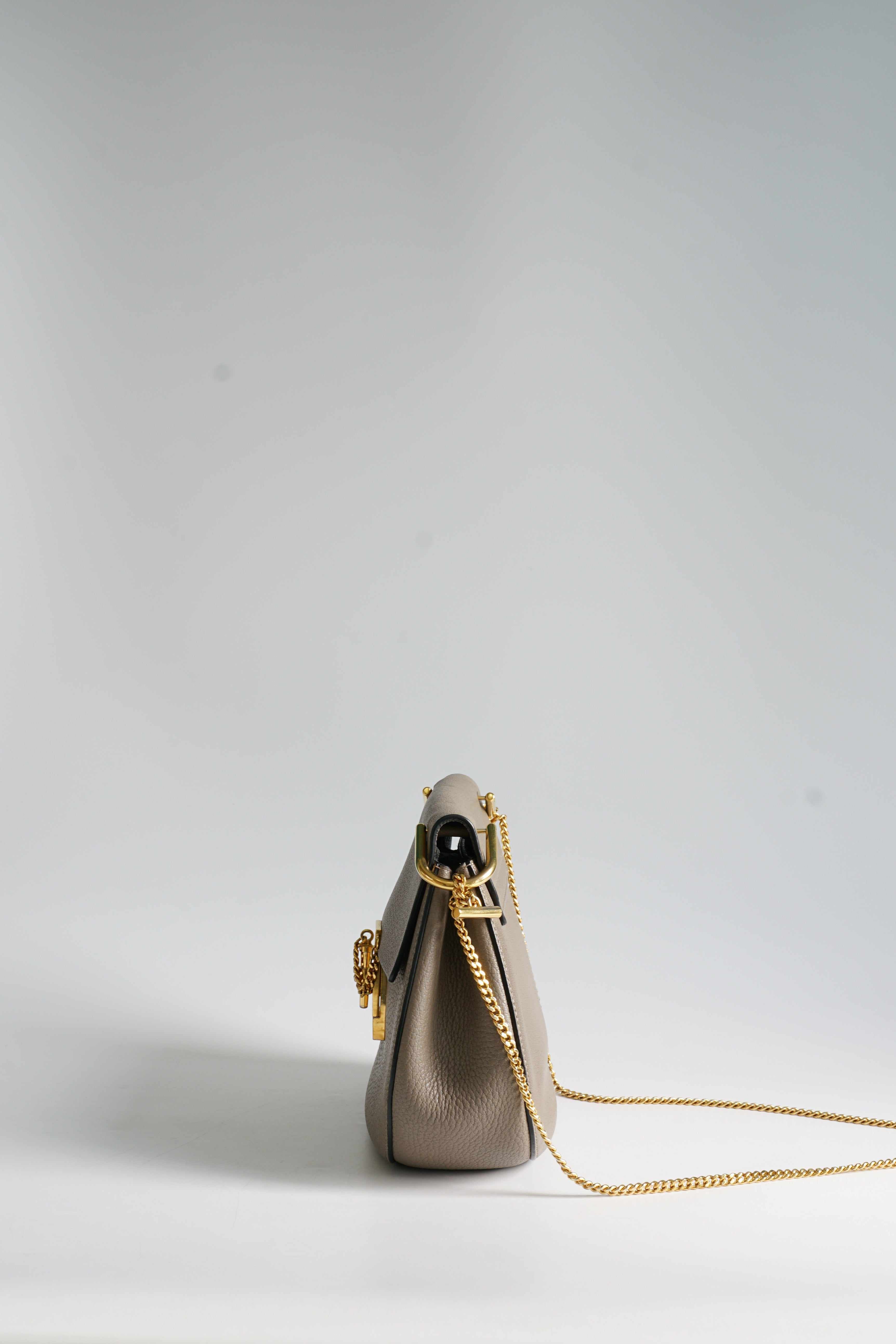 Chloe Drew Small Grey Chain Crossbody Bag