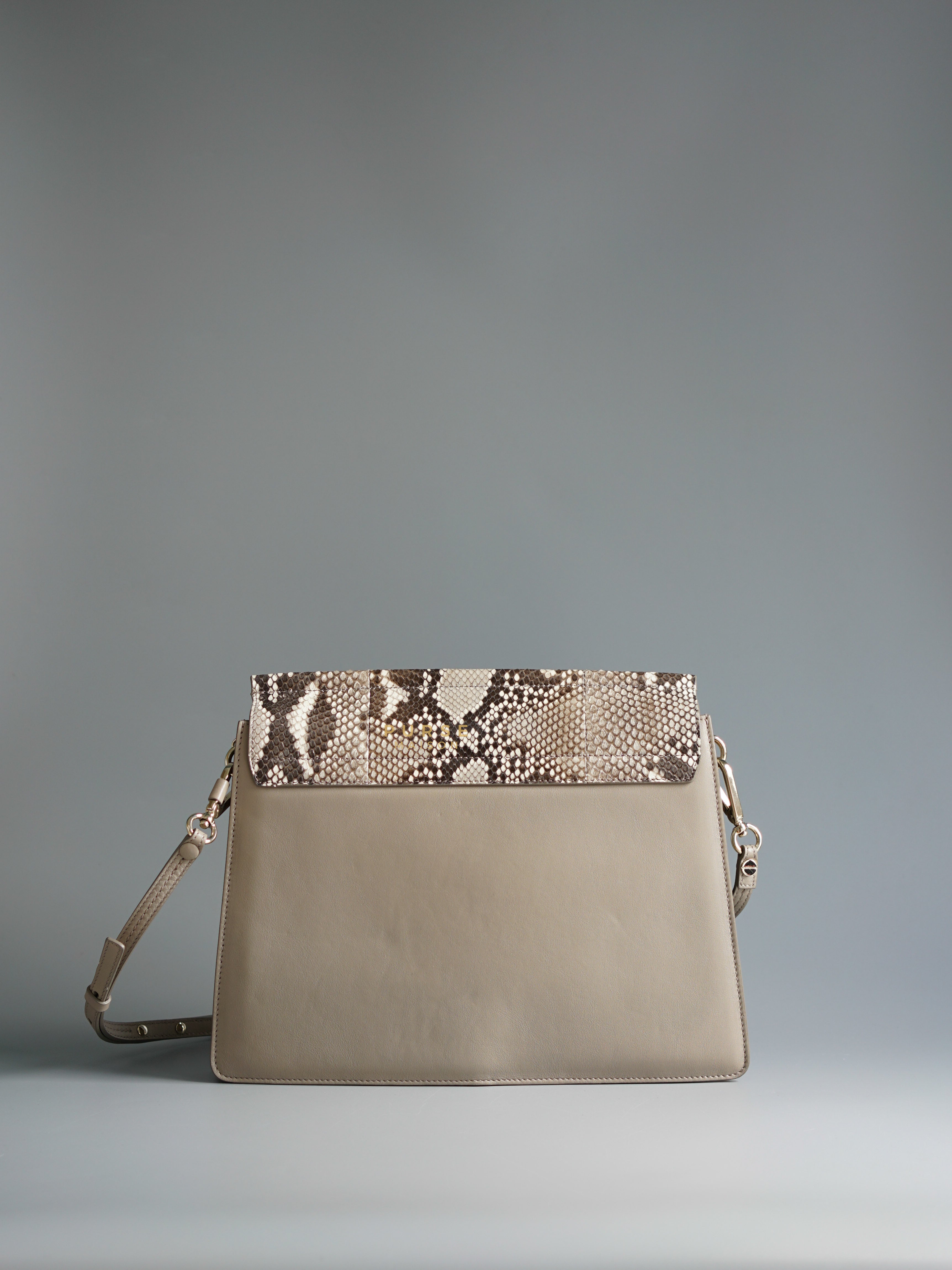 Chloe Faye Medium Shoulder Motty Grey Phyton Bag | Purse Maison Luxury Bags Shop