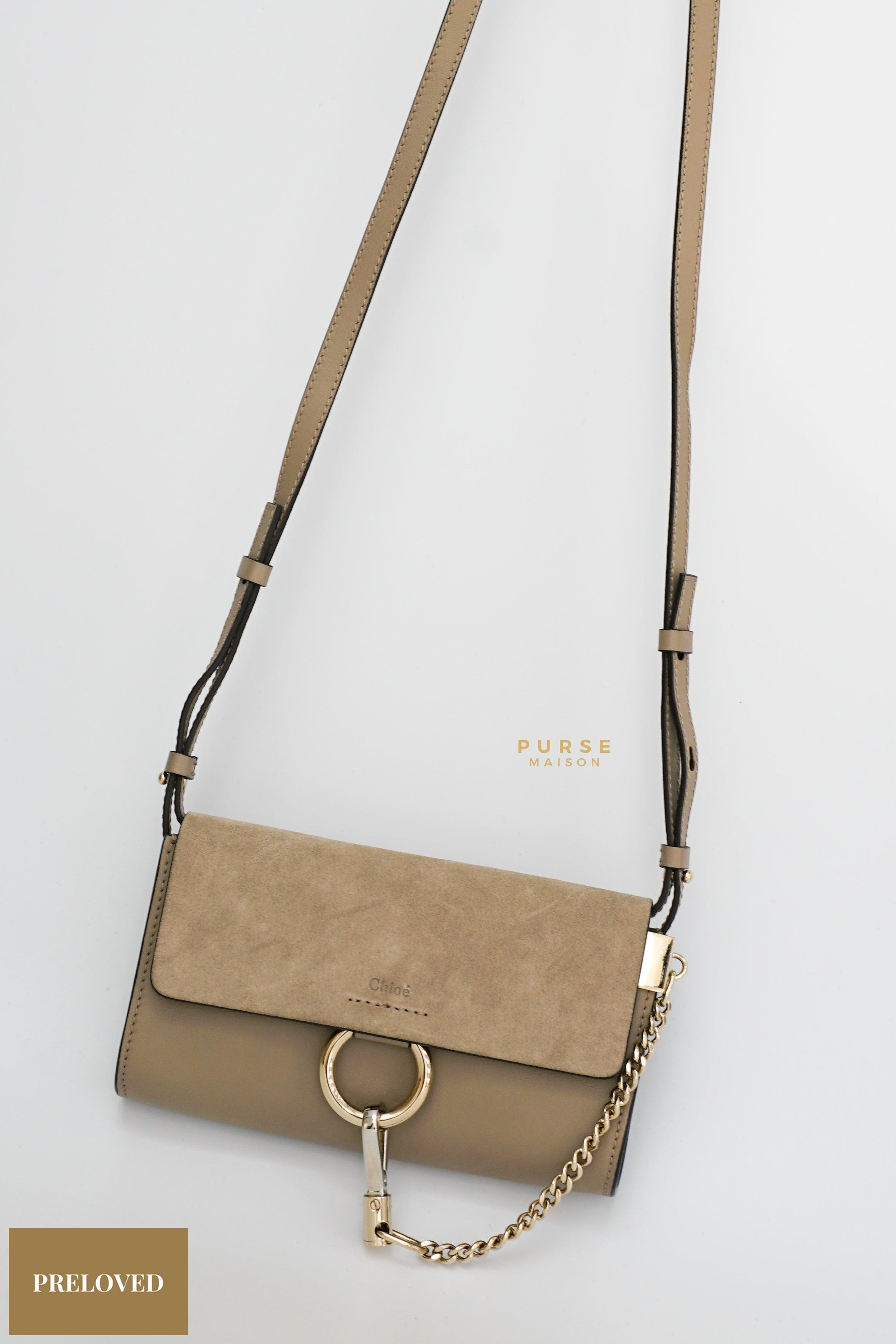 Chloe Faye Wallet on Chain in Grey Calfskin | Purse Maison