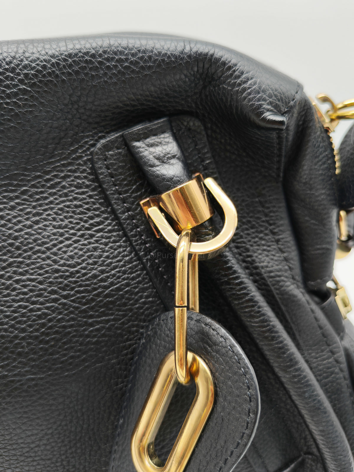 Chloe Paraty Top Handle Shoulder Bag in Black Grained Calfskin Leather and Gold Hardware | Purse Maison Luxury Bags Shop