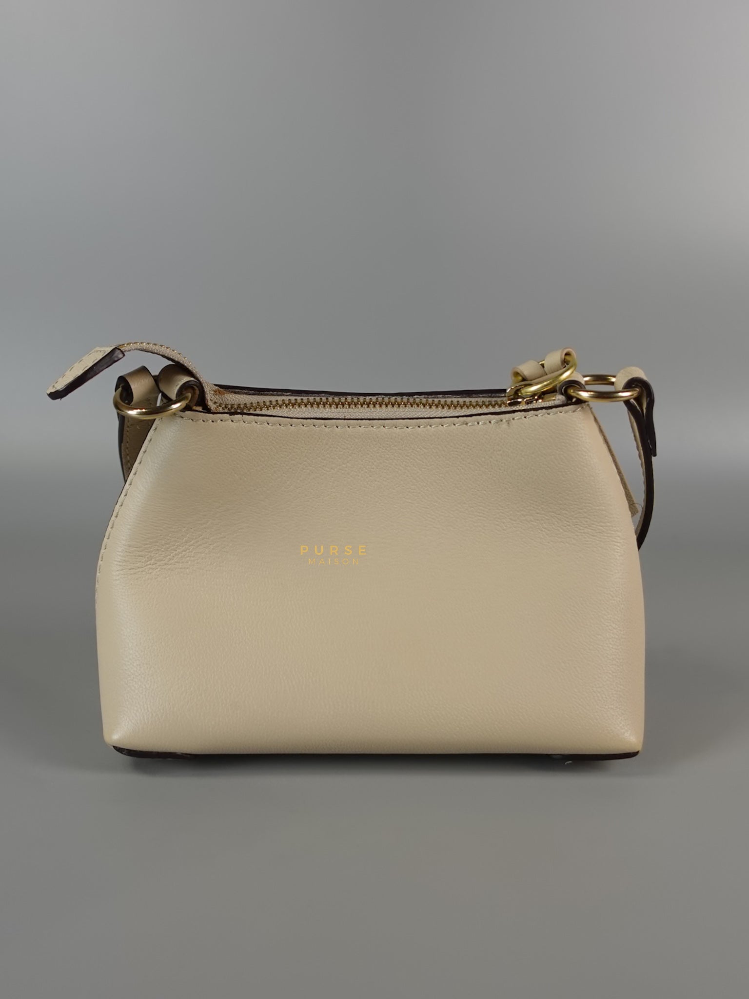See Mini Beige Leather Shoulder Bag | Purse Maison Luxury Bags Shop