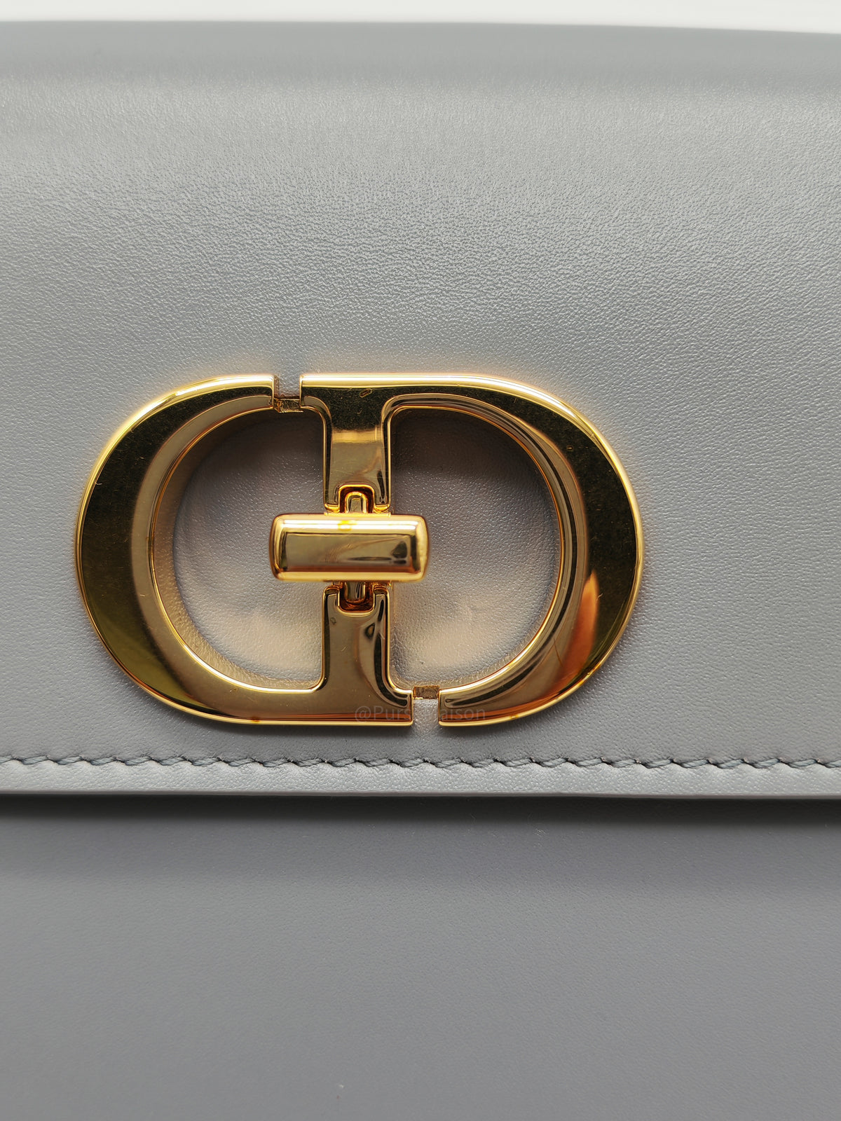 Christian Dior 30 Montaigne Avenue Bag in Gray Box Calfskin Leather and Gold Hardware | Purse Maison Luxury Bags Shop