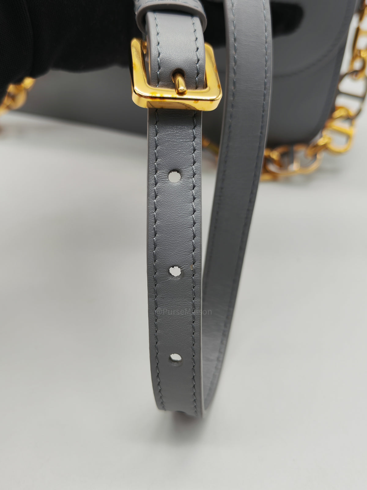 Christian Dior 30 Montaigne Avenue Bag in Gray Box Calfskin Leather and Gold Hardware | Purse Maison Luxury Bags Shop