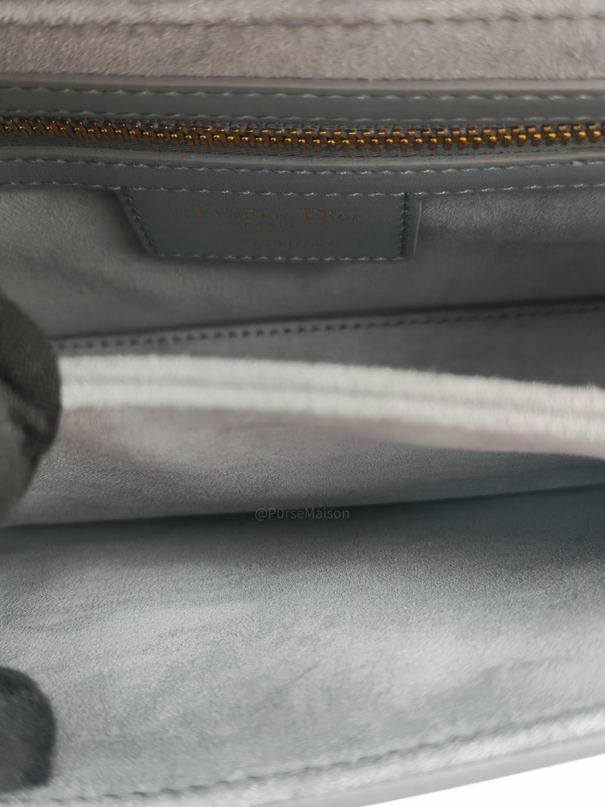 Christian Dior 30 Montaigne Avenue Bag in Gray Box Calfskin Leather and Gold Hardware | Purse Maison Luxury Bags Shop