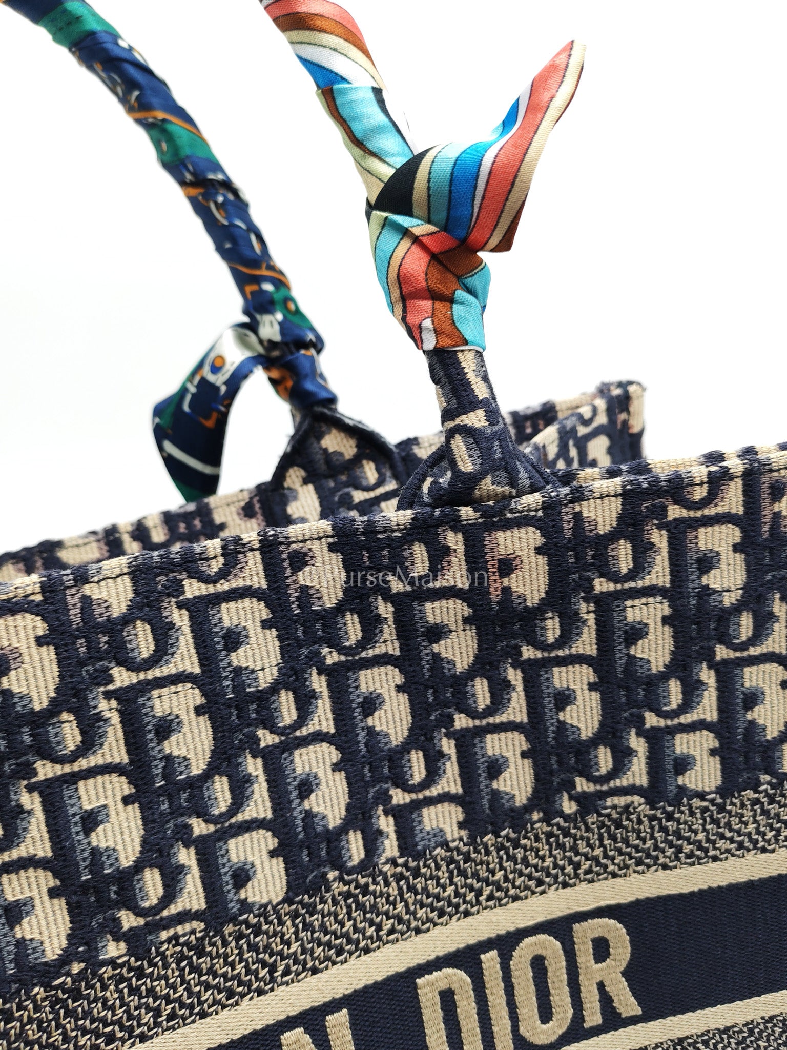 Christian Dior Book Tote Medium in Blue Oblique Embroidered Canvas | Purse Maison Luxury Bags Shop