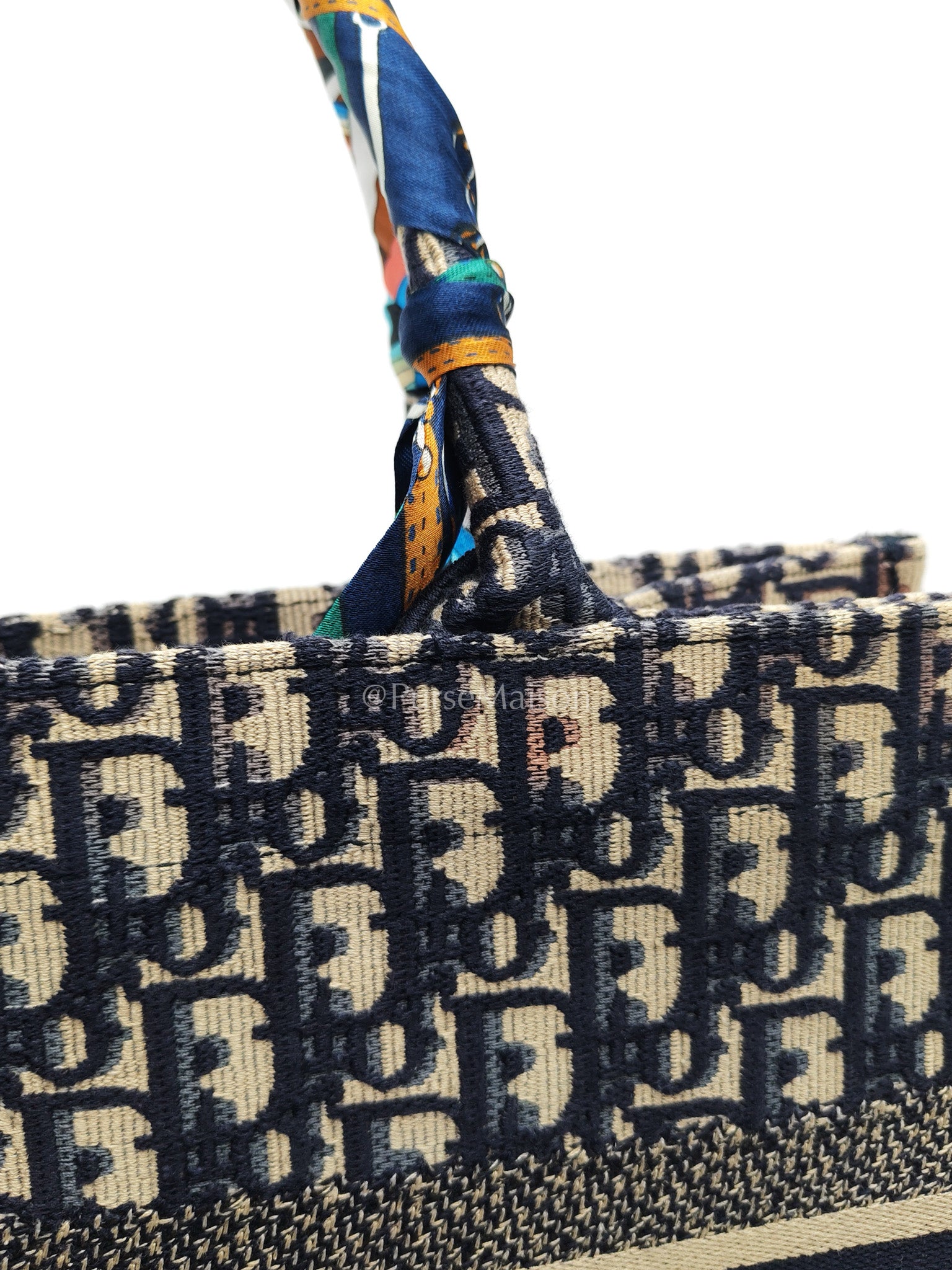 Christian Dior Book Tote Medium in Blue Oblique Embroidered Canvas | Purse Maison Luxury Bags Shop