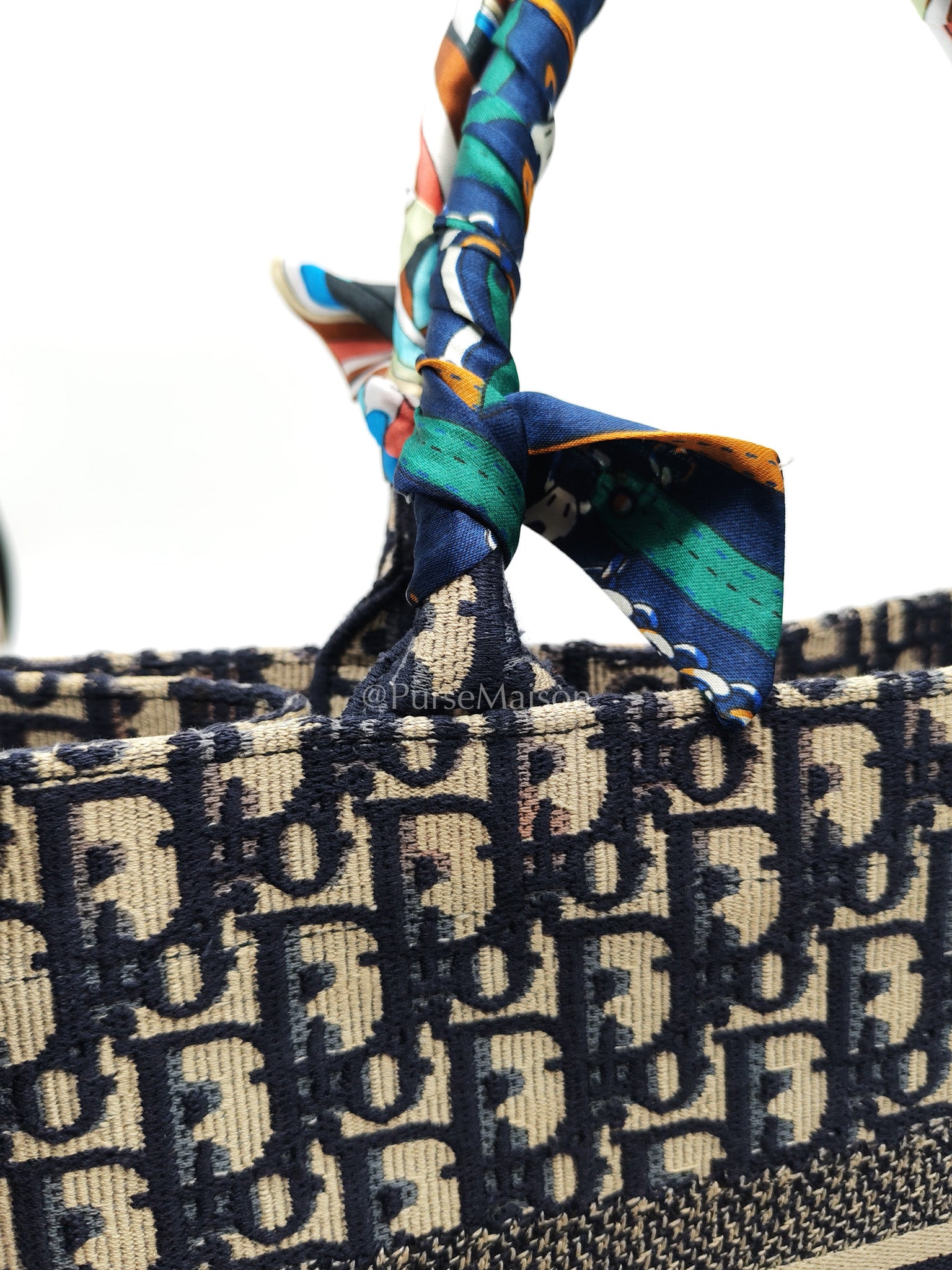 Christian Dior Book Tote Medium in Blue Oblique Embroidered Canvas | Purse Maison Luxury Bags Shop