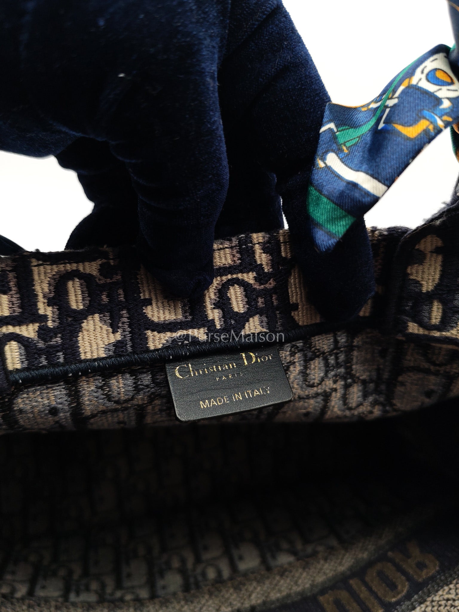 Christian Dior Book Tote Medium in Blue Oblique Embroidered Canvas | Purse Maison Luxury Bags Shop