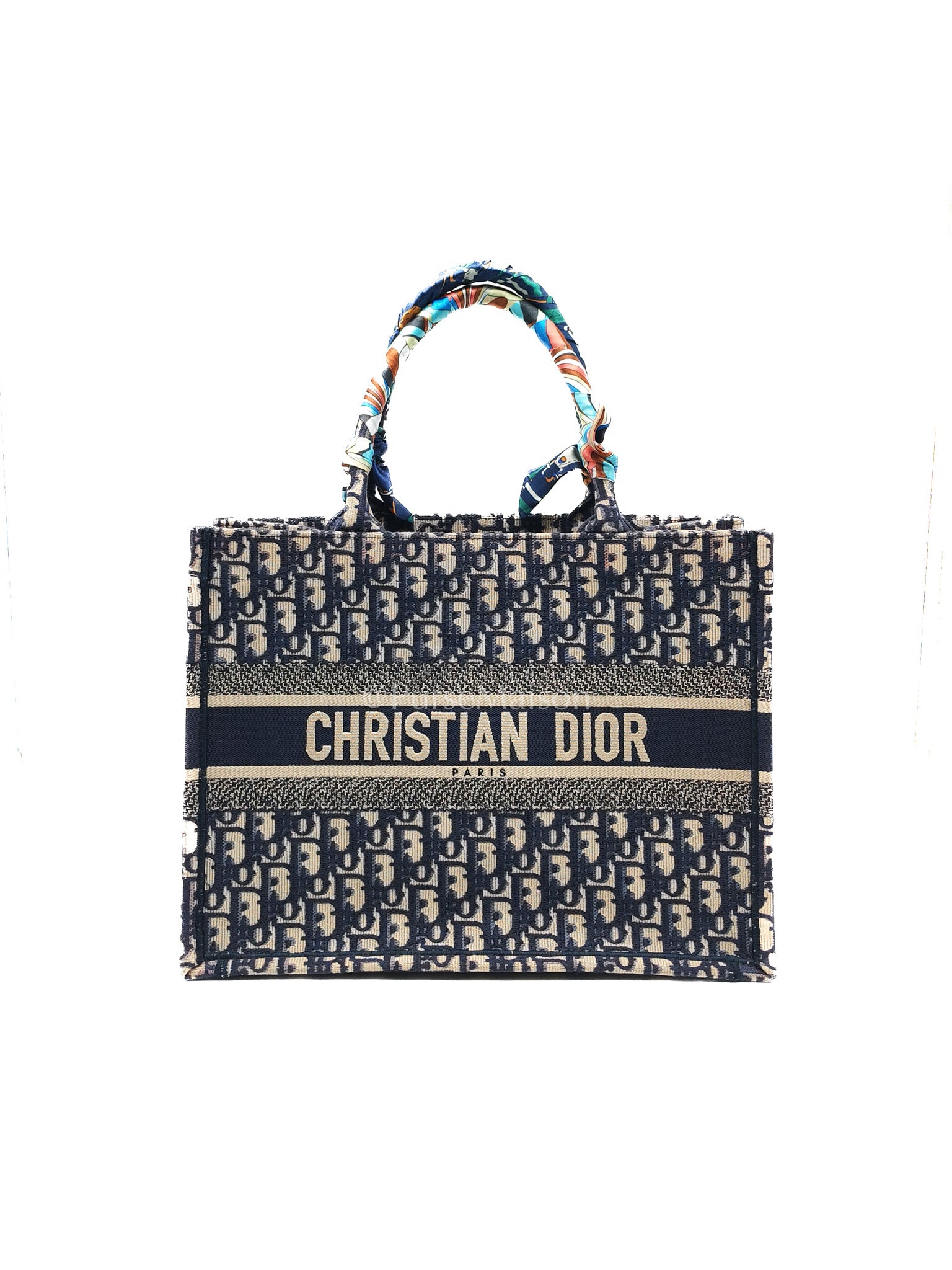 Christian Dior Book Tote Medium in Blue Oblique Embroidered Canvas | Purse Maison Luxury Bags Shop
