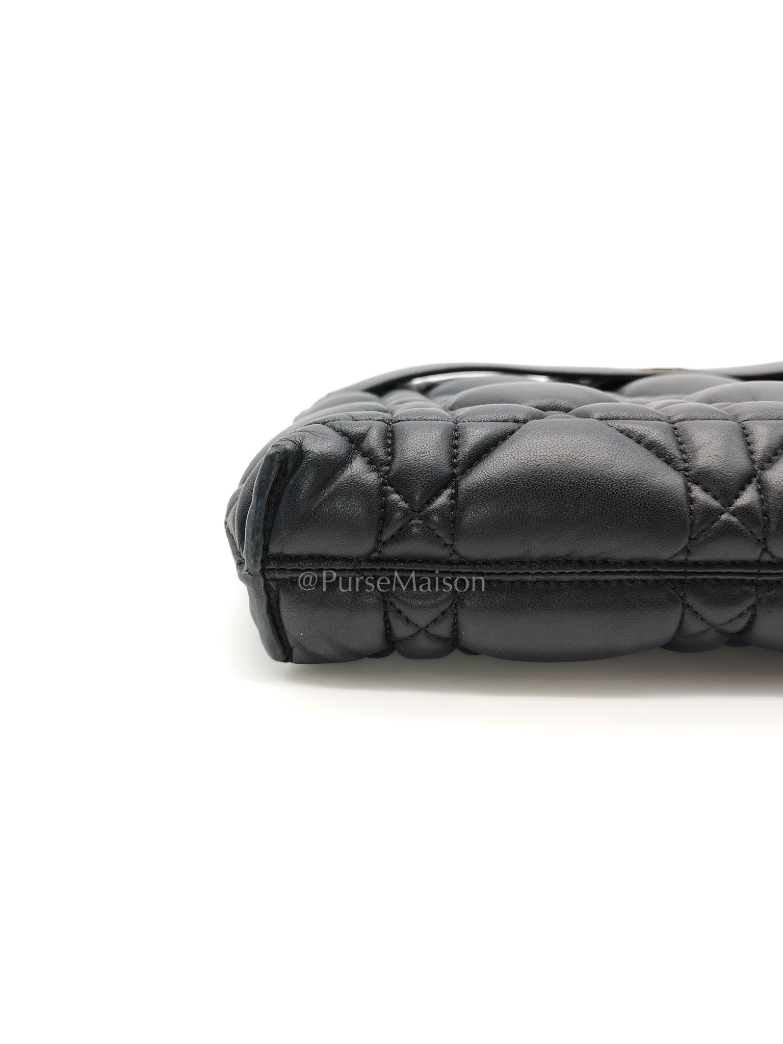 D-Every Large Black Cannage Quilt Lambskin Caro Pouch | Purse Maison Luxury Bags Shop