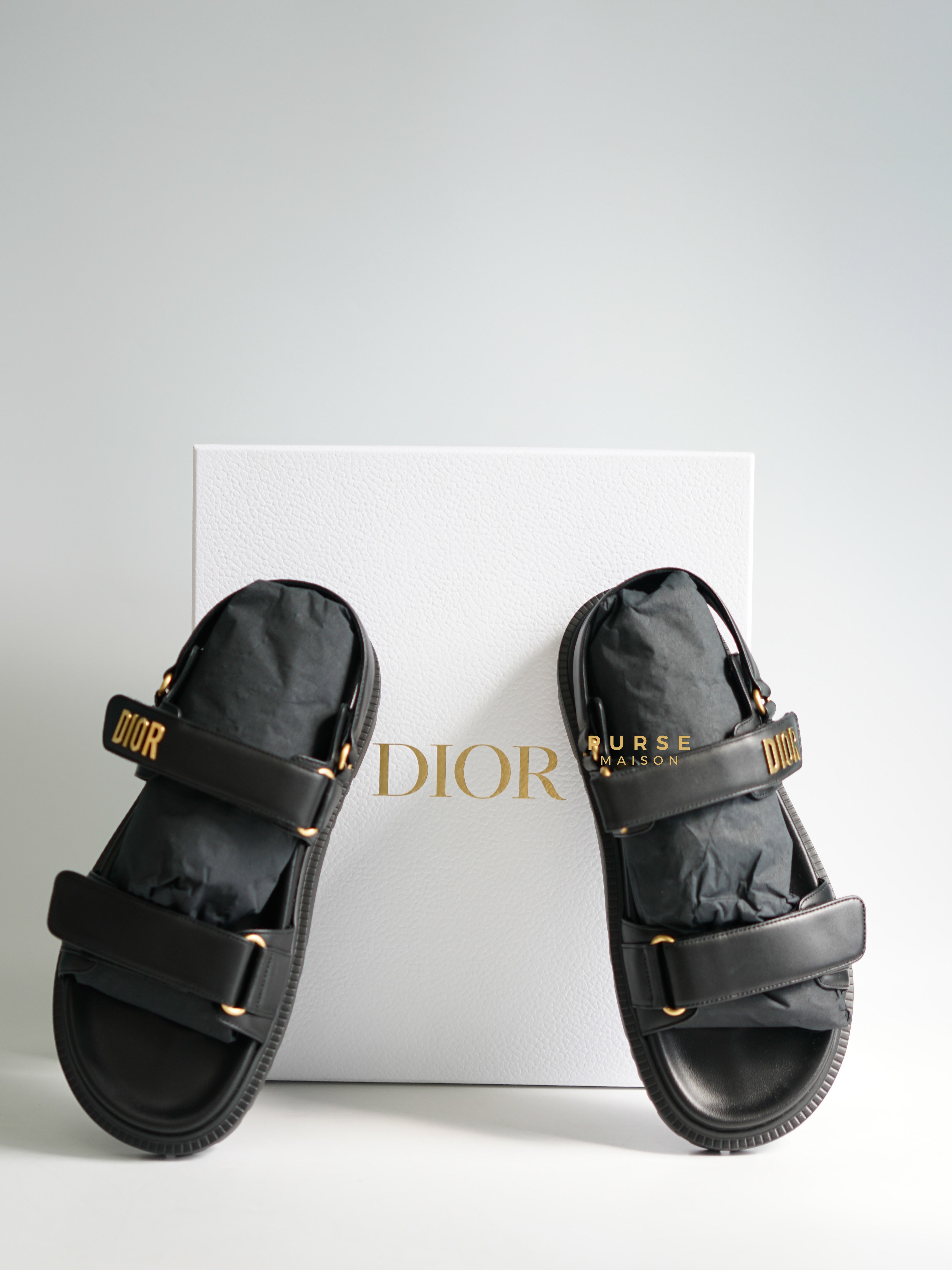 Christian Dior Dioract Black Lambskin Sandals (Size 40 EU, 26.5cm) | Purse Maison Luxury Bags Shop