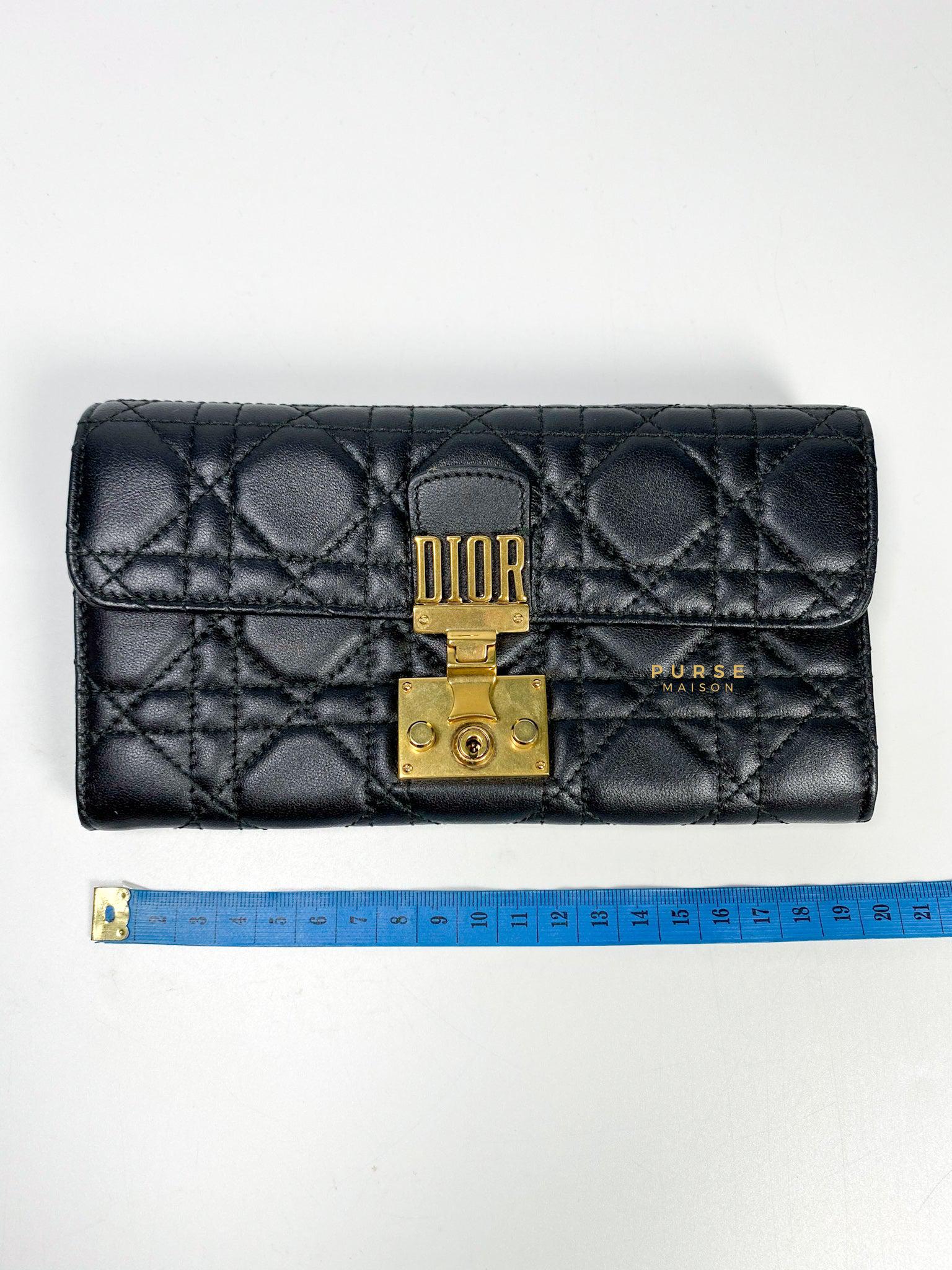 Christian Dior Dioraddict Continental Wallet in Black Cannage Lambskin