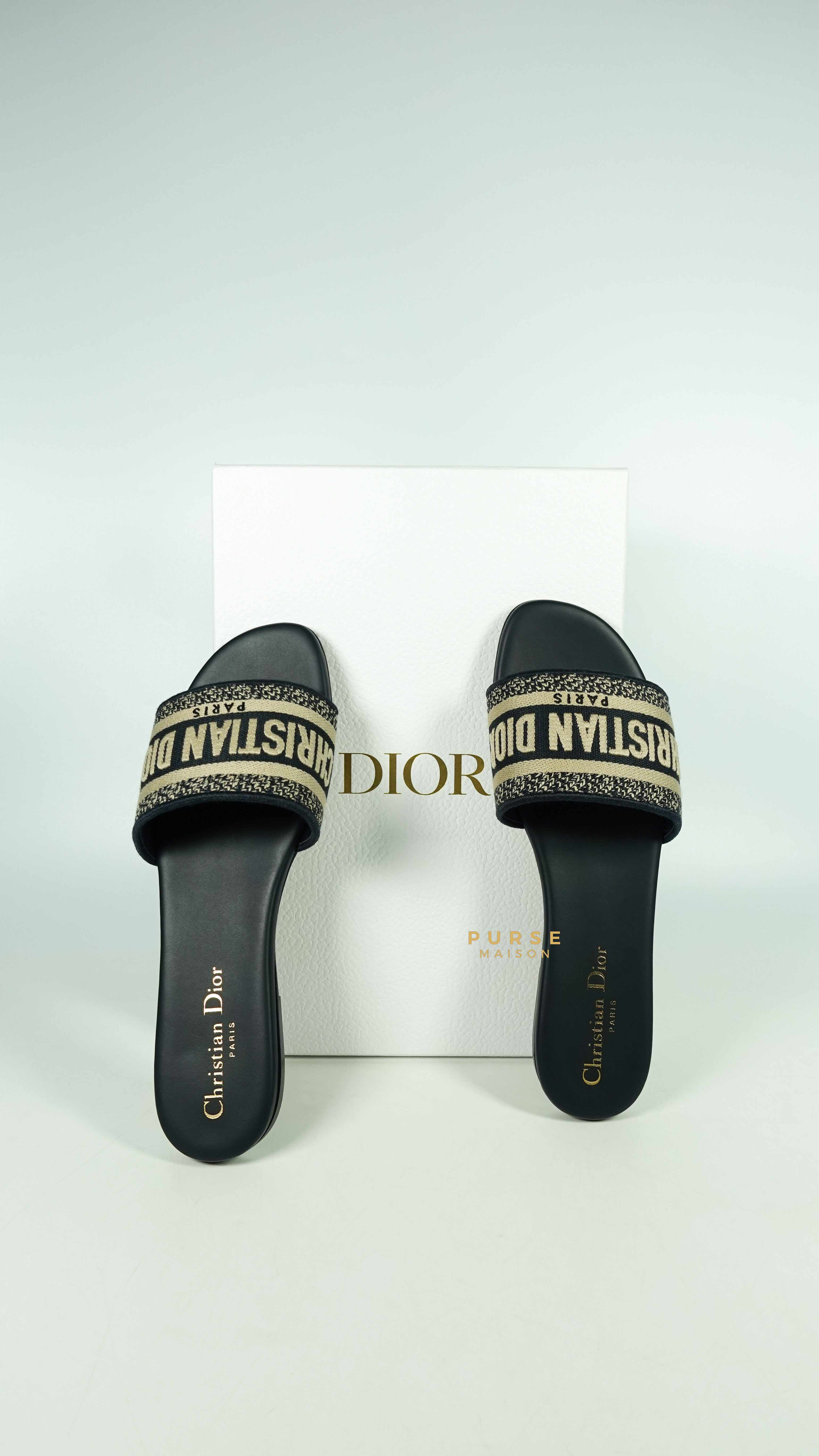 Christian Dior DWAY Slides Deep Blue (Size 37.5 EUR, 24.5cm)